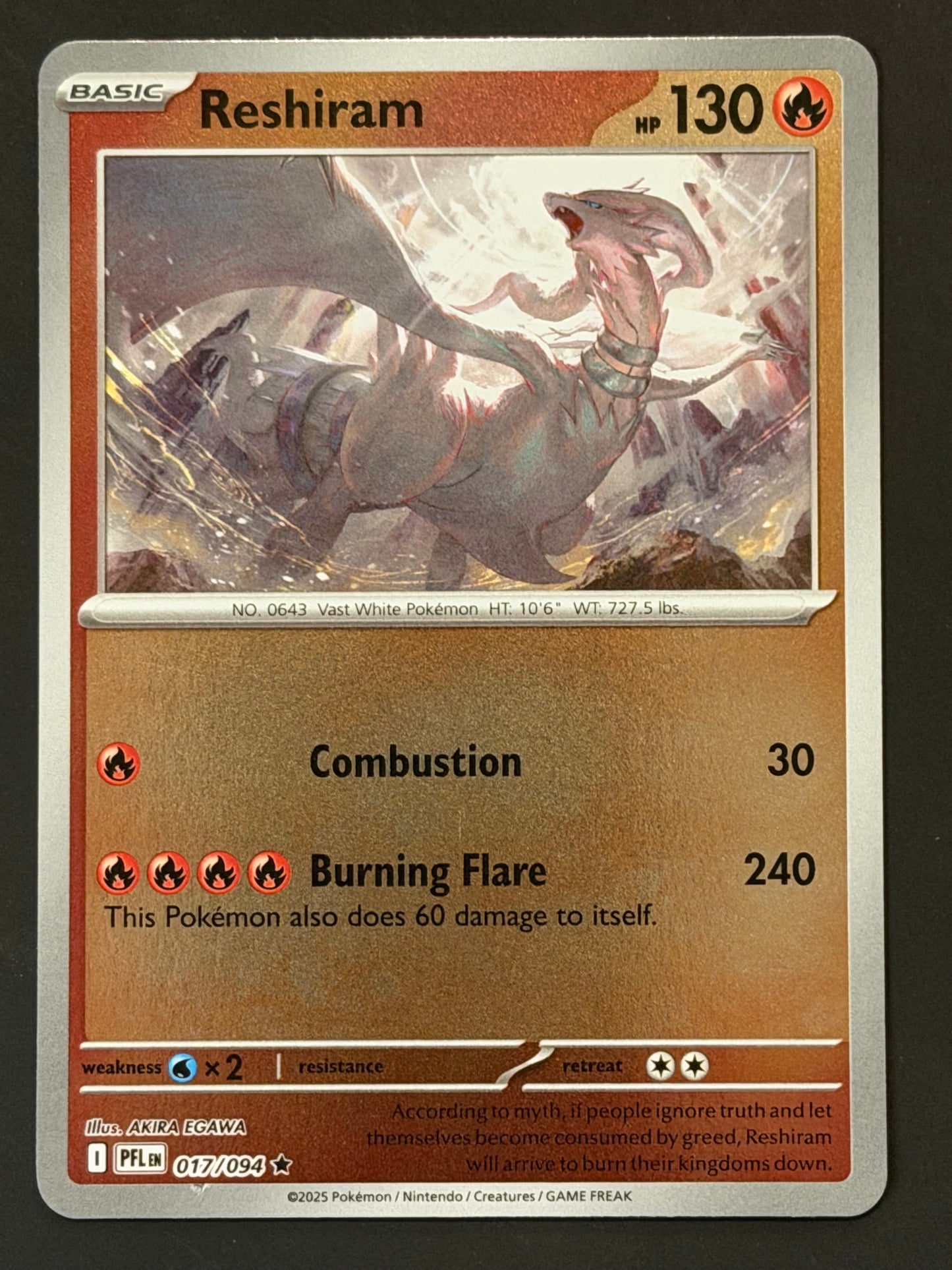 017/094 Reshiram - Pokémon Phantasmal Flames Rare Reverse