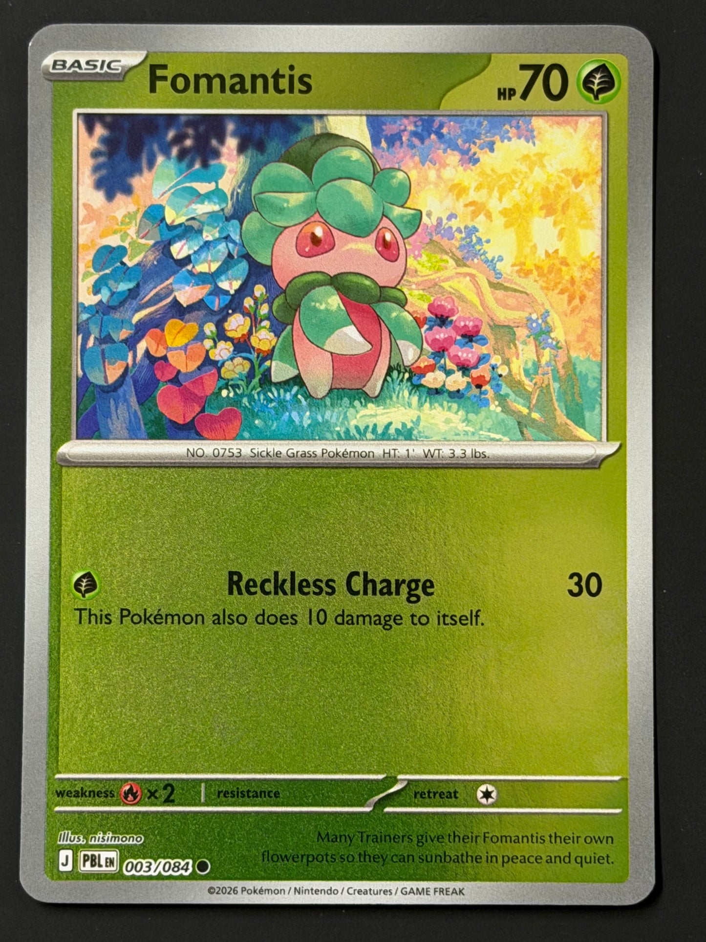 003/084 Fomantis - Pokémon Pitch Black Common Reverse