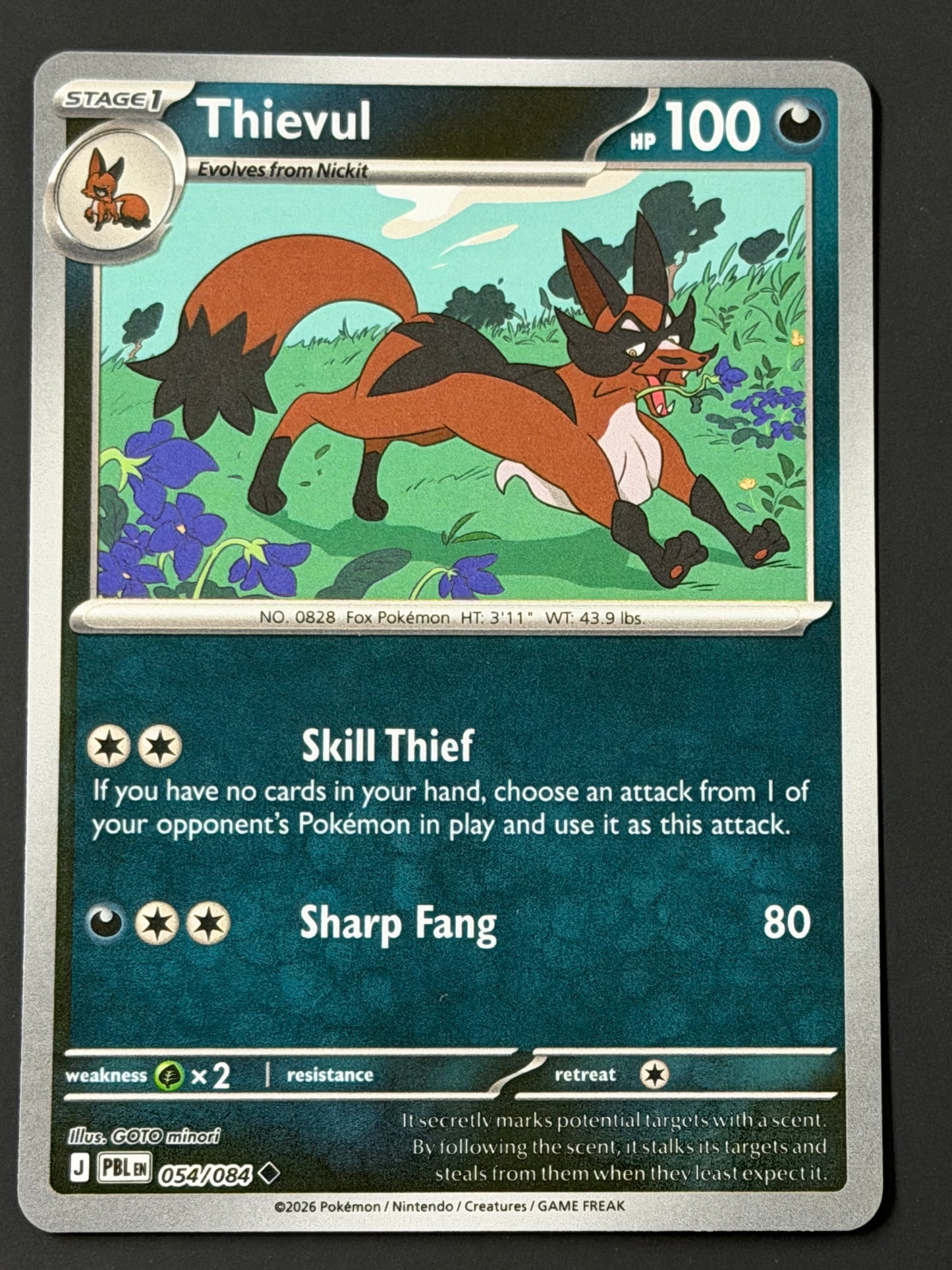 054/084 Thievul - Pokémon Pitch Black Uncommon Reverse