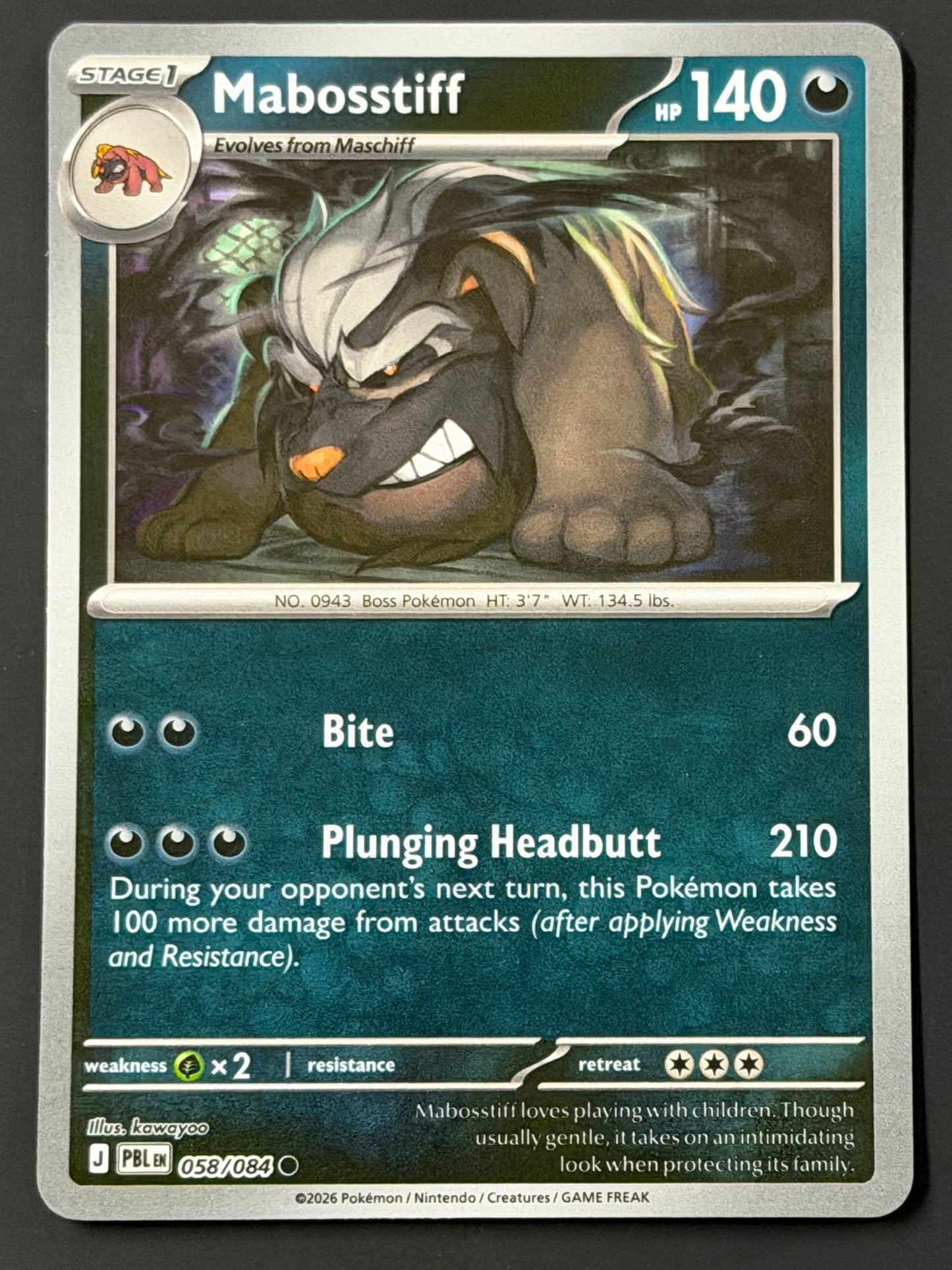 058/084 Mabosstiff - Pokémon Pitch Black Common Reverse