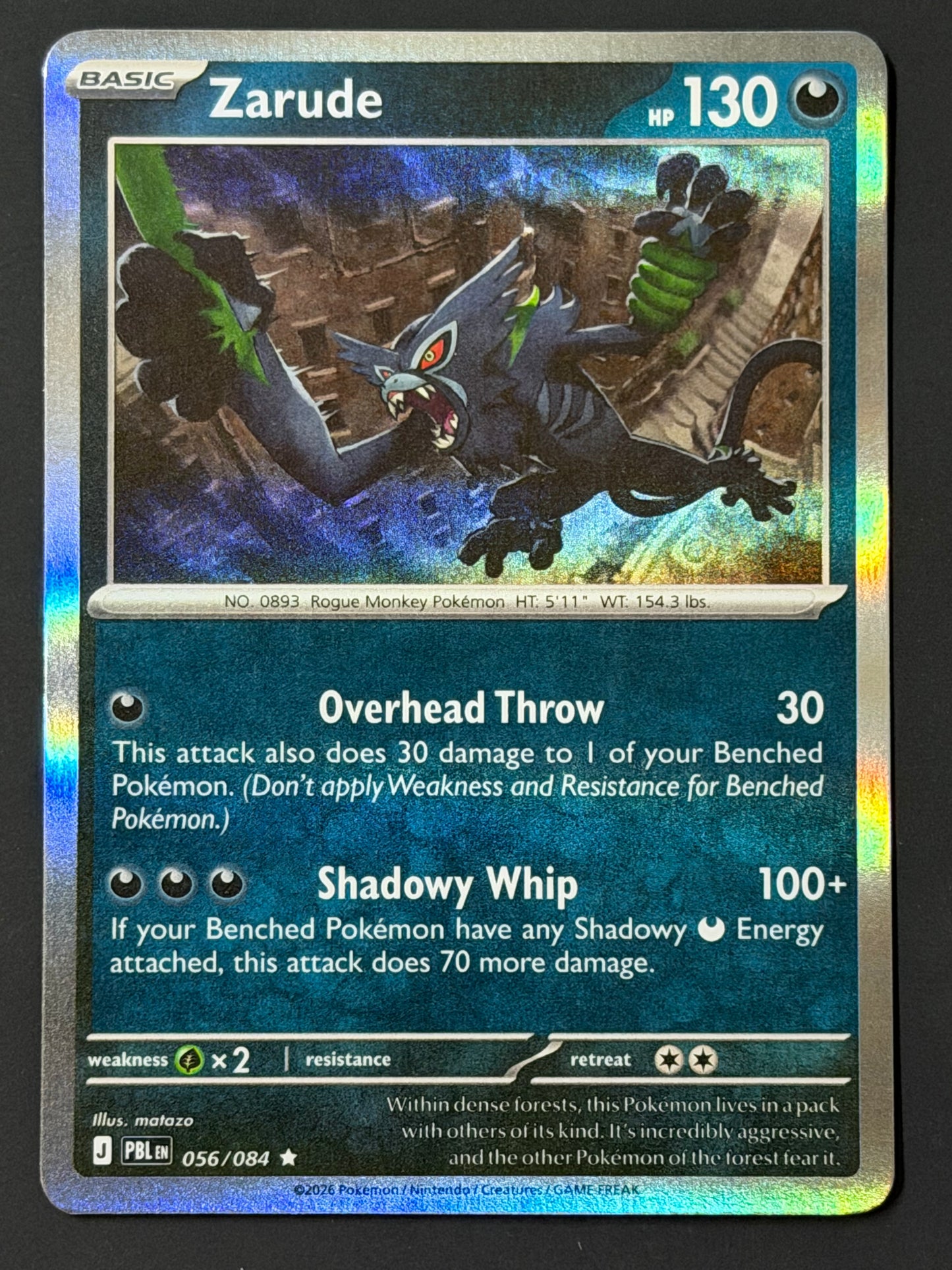 056/084 Zarude - Pokémon Pitch Black Rare Holo