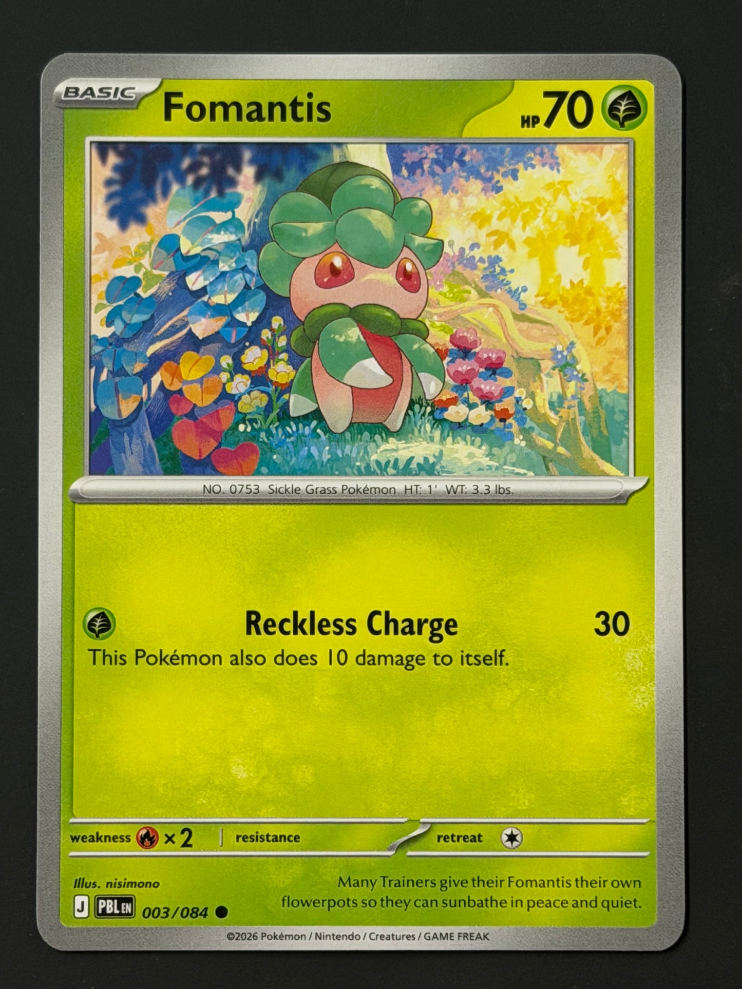 003/084 Fomantis - Pokémon Pitch Black Common
