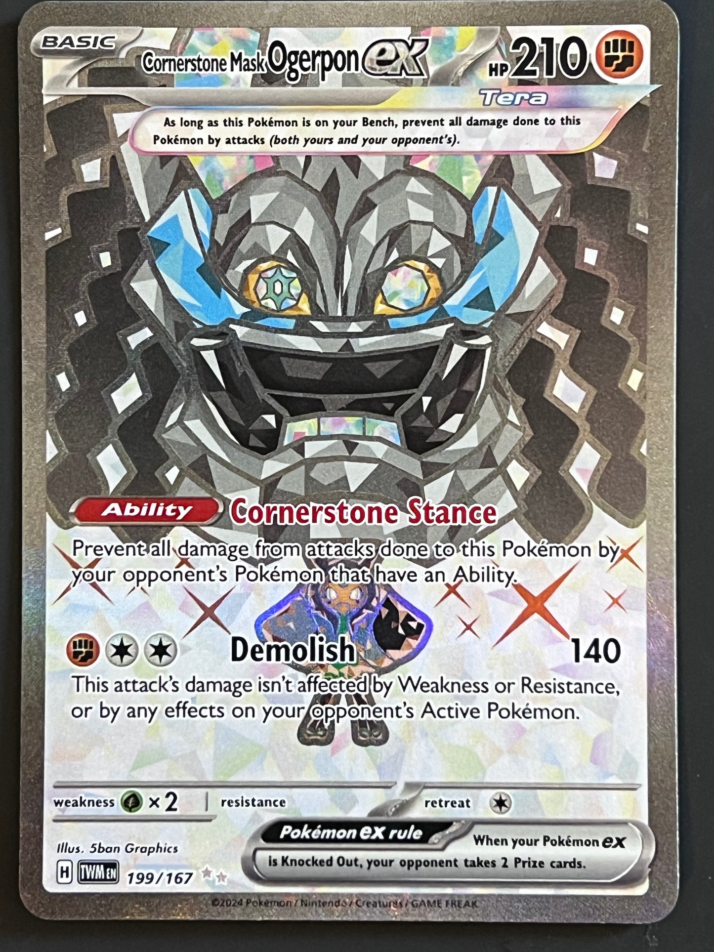 199/167 Cornerstone Mask Ogerpon Ex - Pokémon Twilight Masquerade Ultra Rare