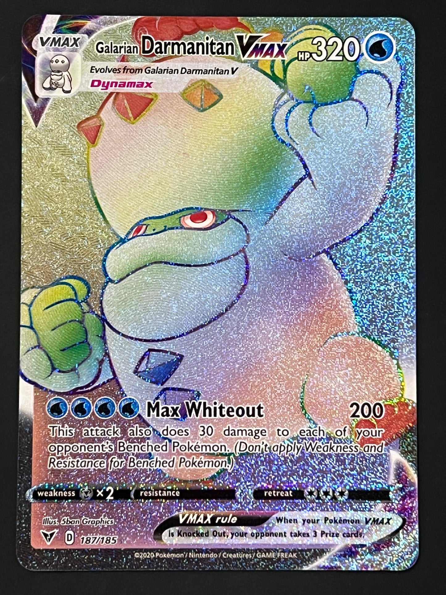 187/185 Galarian Darmanitan VMax - Pokémon Vivid Voltage Rainbow Secret Rare