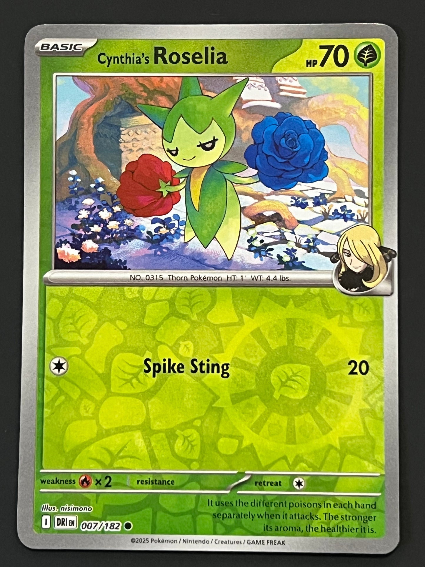 007/182 Cynthia’s Roselia - Pokémon Destined Rivals Common Reverse