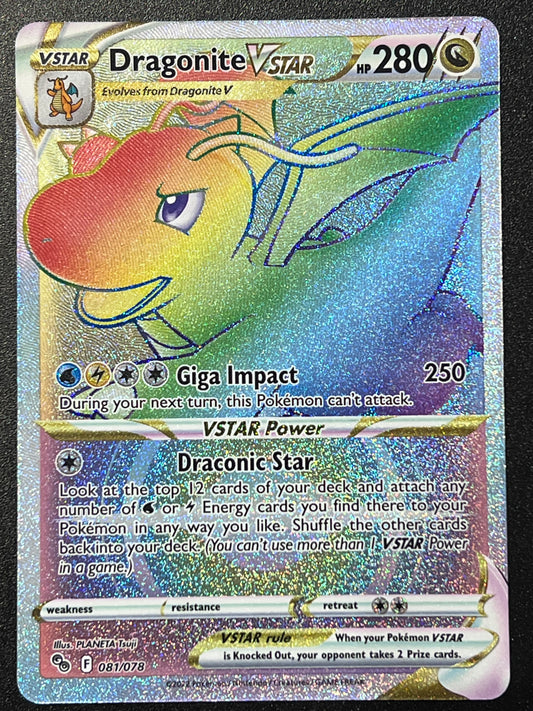 Dragonite VStar - 081/078 Pokémon Go Secret Rare Rainbow Holo VStar
