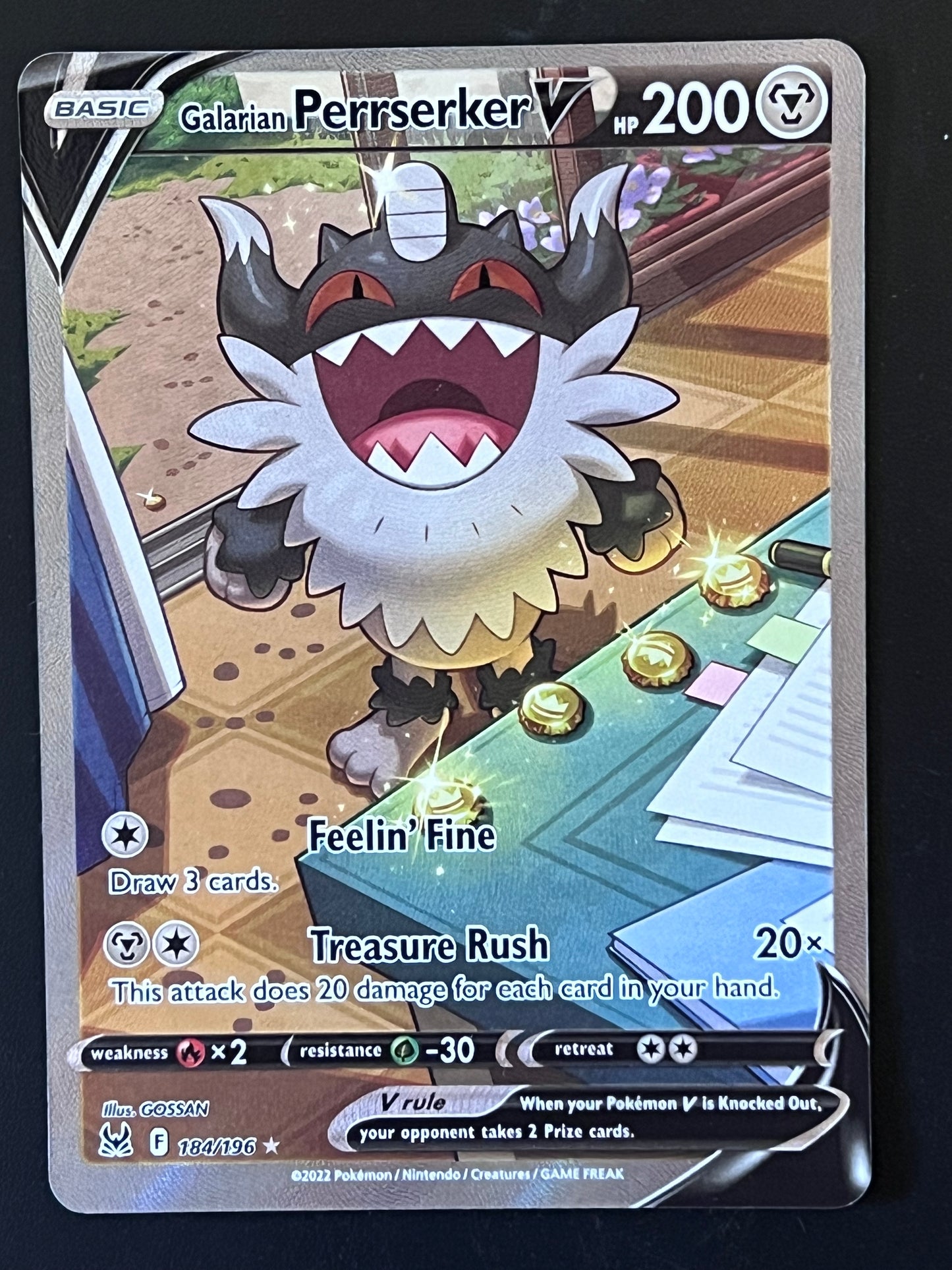 Galarian Perrserker V - 184/196 Lost Origin Alt Art Holo