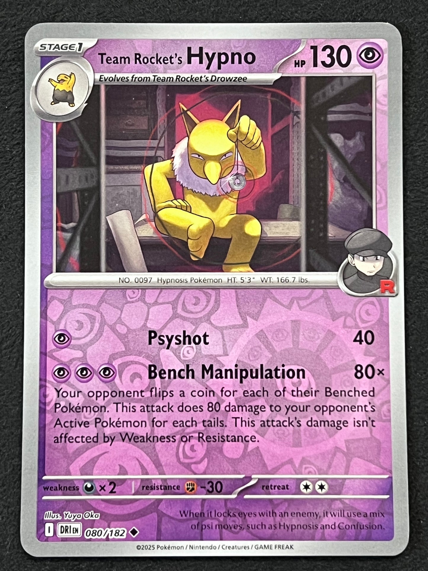 080/182 Team Rocket’s Hypno - Pokémon Destined Rivals Uncommon Reverse