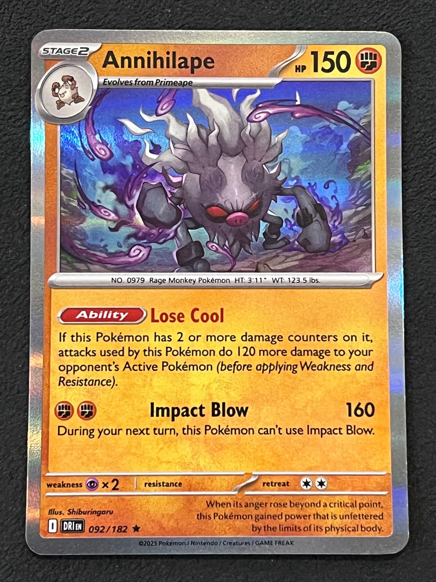 092/182 Annihilape - Pokémon Destined Rivals Rare Holo