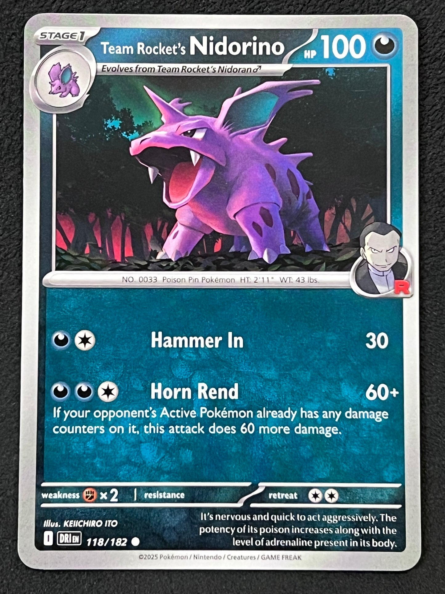 118/182 Team Rocket’s Nidorino - Pokémon Destined Rivals Common