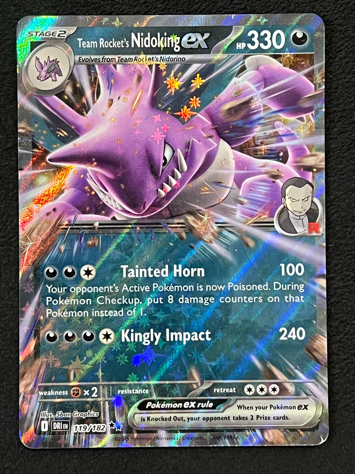 119/182 Team Rocket’s Nidoking Ex - Pokémon Destined Rivals Double Rare