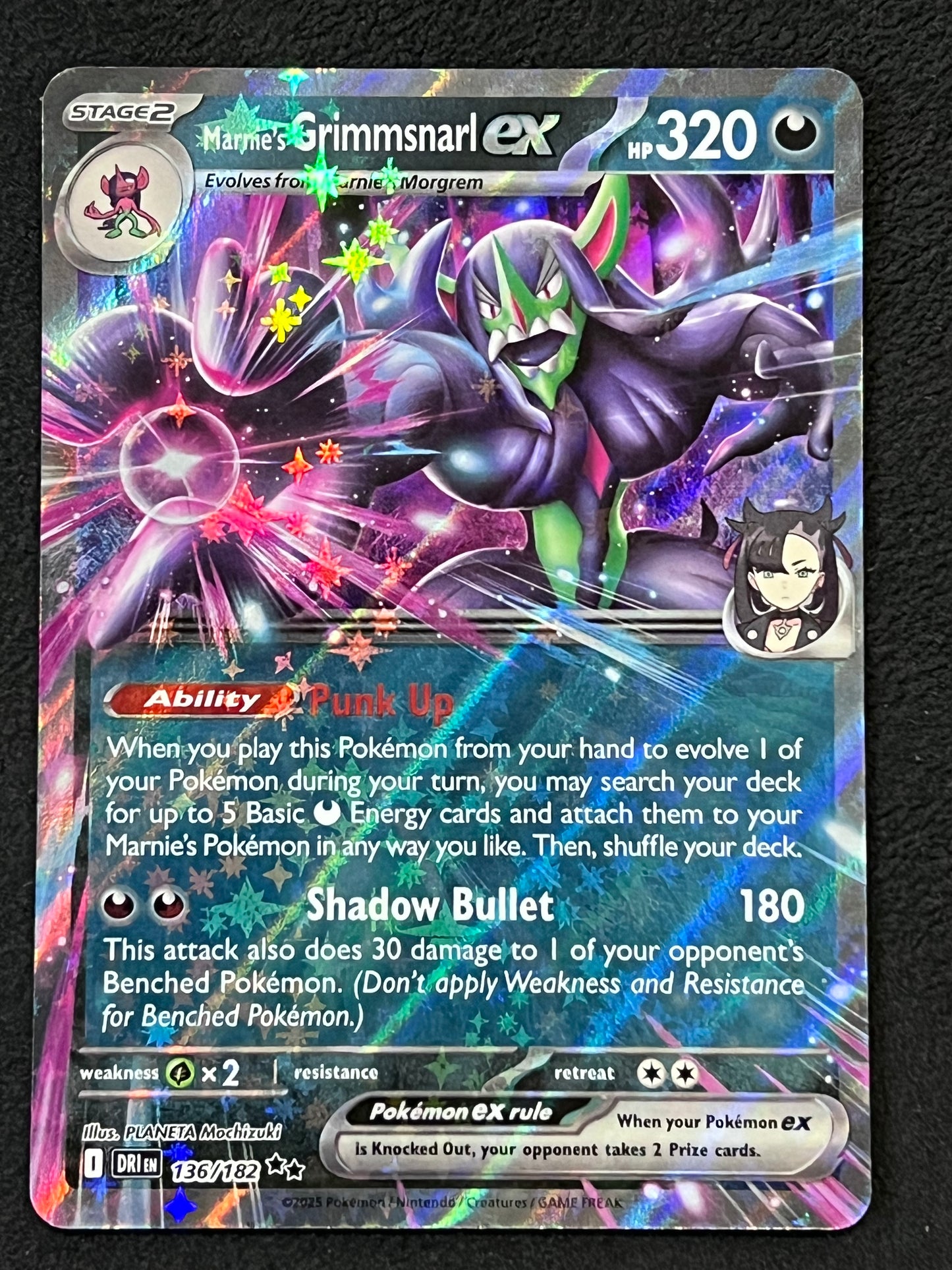 136/182 Marnie’s Grimmsnarl Ex - Pokémon Destined Rivals Double Rare