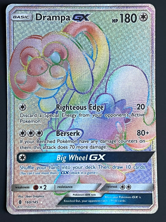 160/145 Drampa Gx - Pokémon Guardians Rising Rainbow Secret Rare