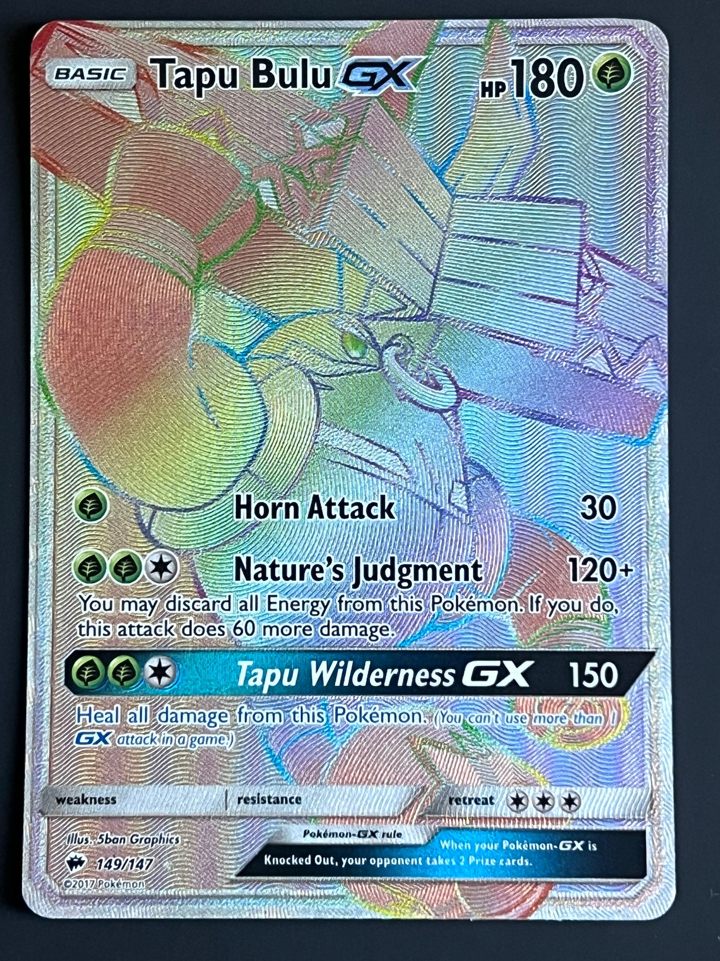 149/147 Tapu Bulu Gx - Pokémon Burning Shadows Rainbow Secret Rare
