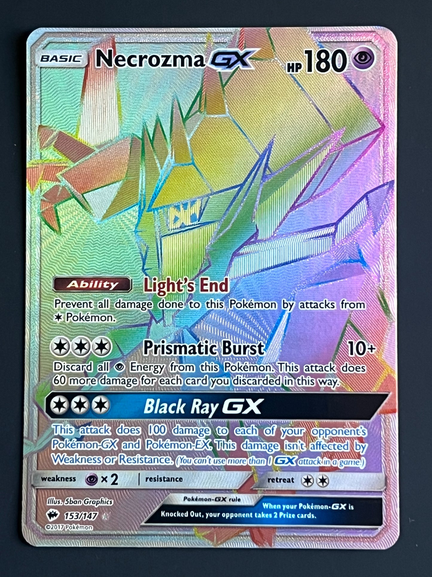 153/147 Necrozma Gx - Pokémon Burning Shadows Rainbow Secret Rare