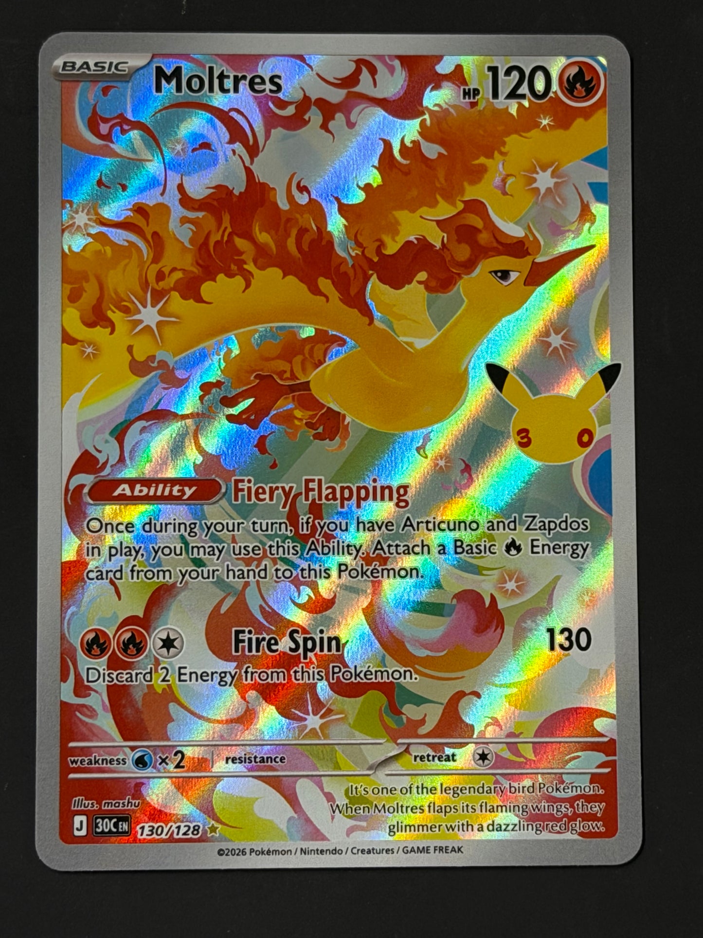 130/128 Moltres - Pokémon 30th Celebration Illustration Rare