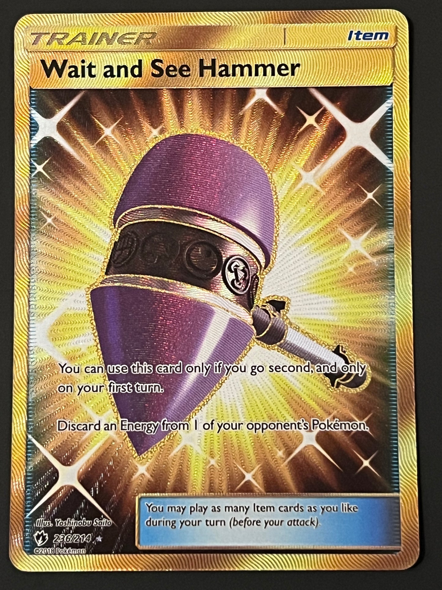 236/214 Wait and See Hammer - Pokémon Lost Thunder Gold Secret Rare