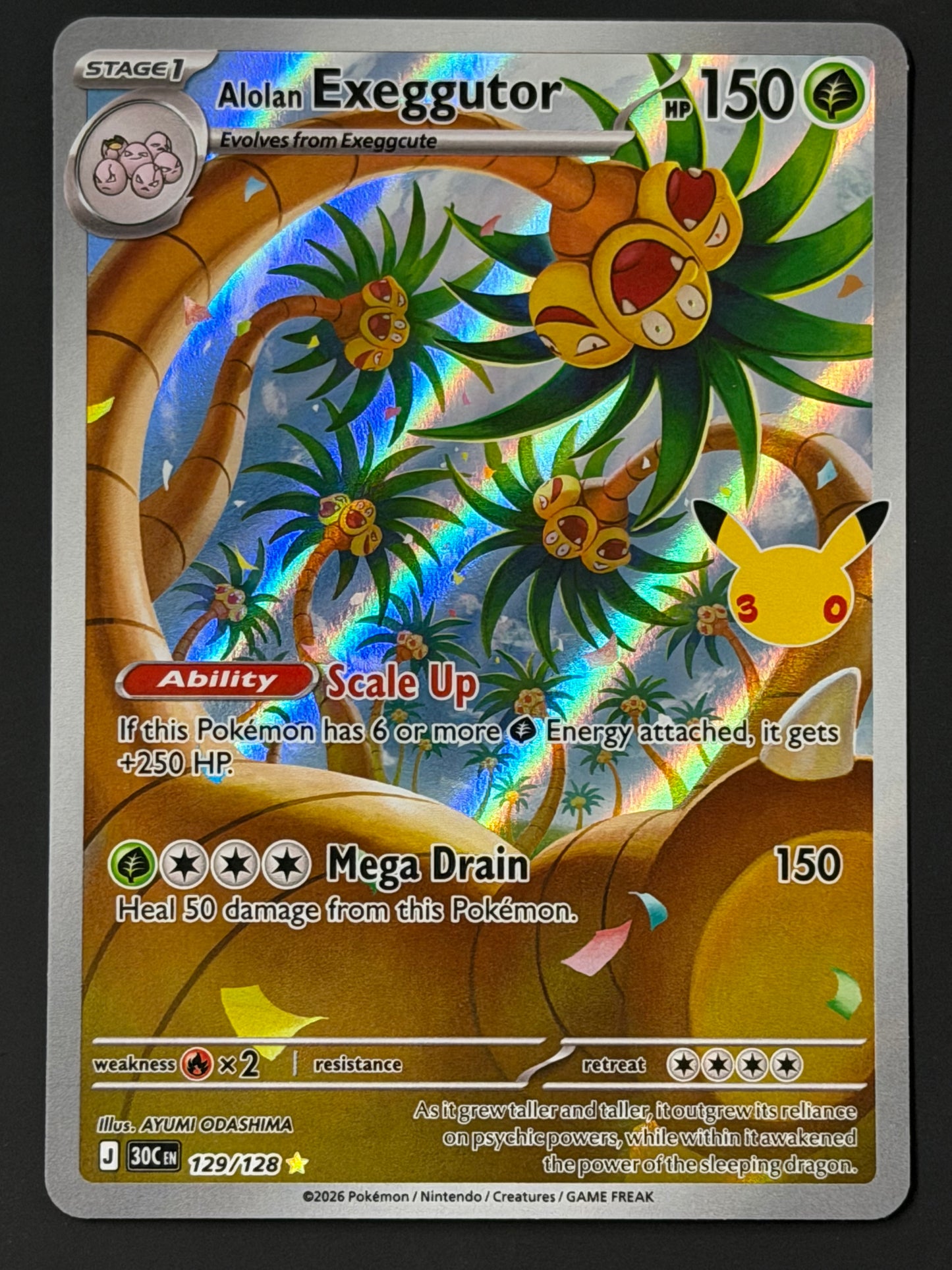 129/128 Alolan Exeggutor - Pokémon 30th Celebration Illustration Rare