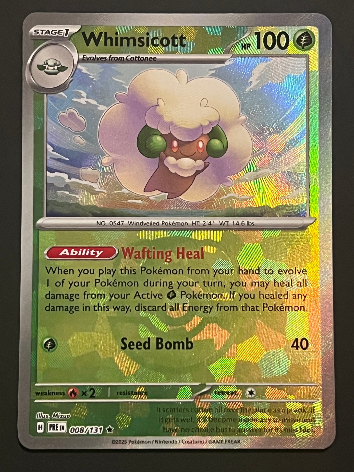 008/131 Whimsicott - Pokémon Prismatic Evolutions Rare Reverse MASTERBALL