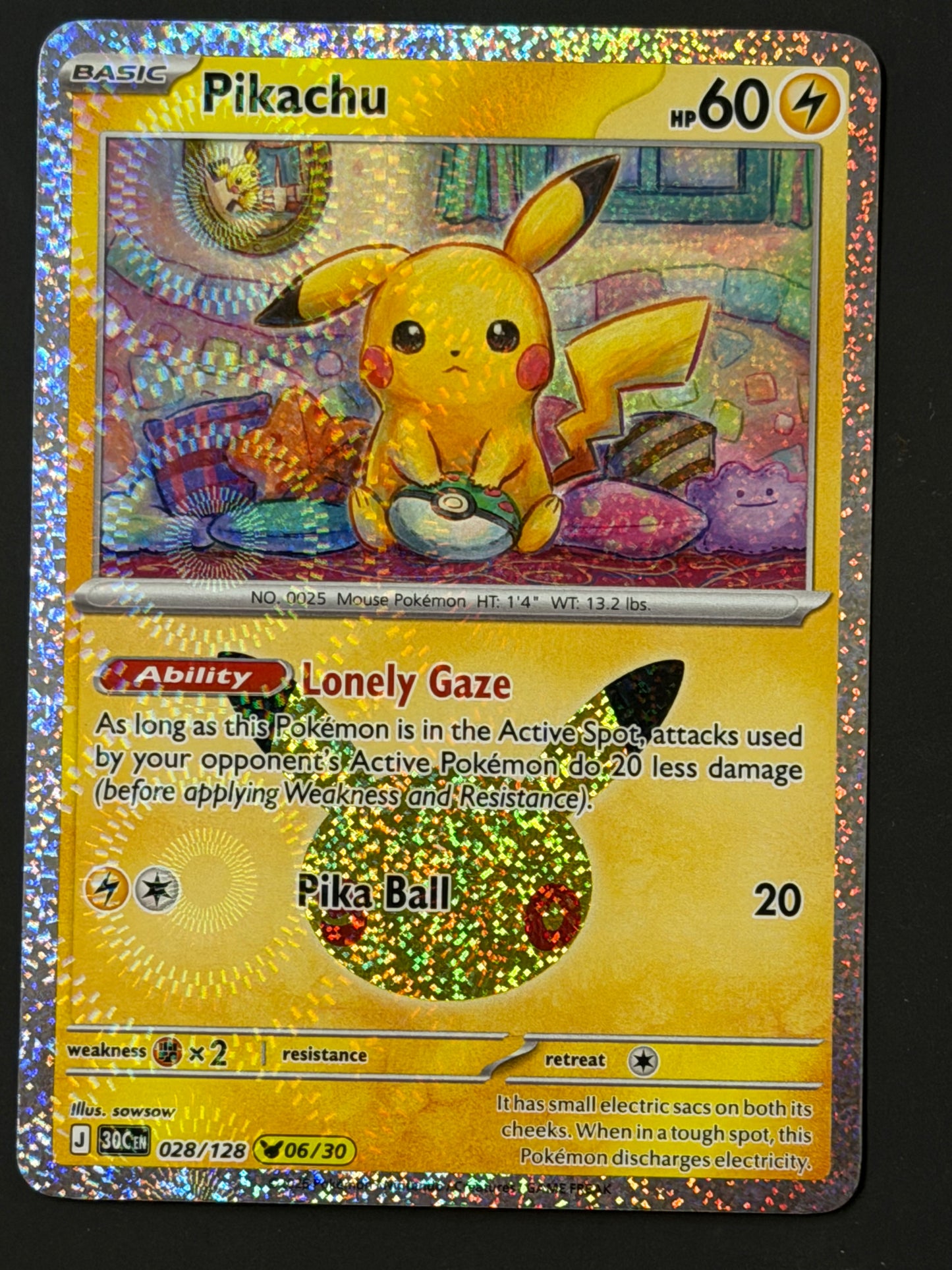 028/128 Pikachu - Pokémon 30th Celebration Pikachu Rare