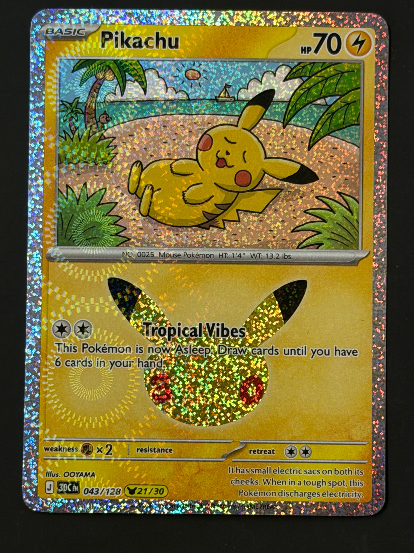 043/128 Pikachu - Pokémon 30th Celebration Pikachu Rare
