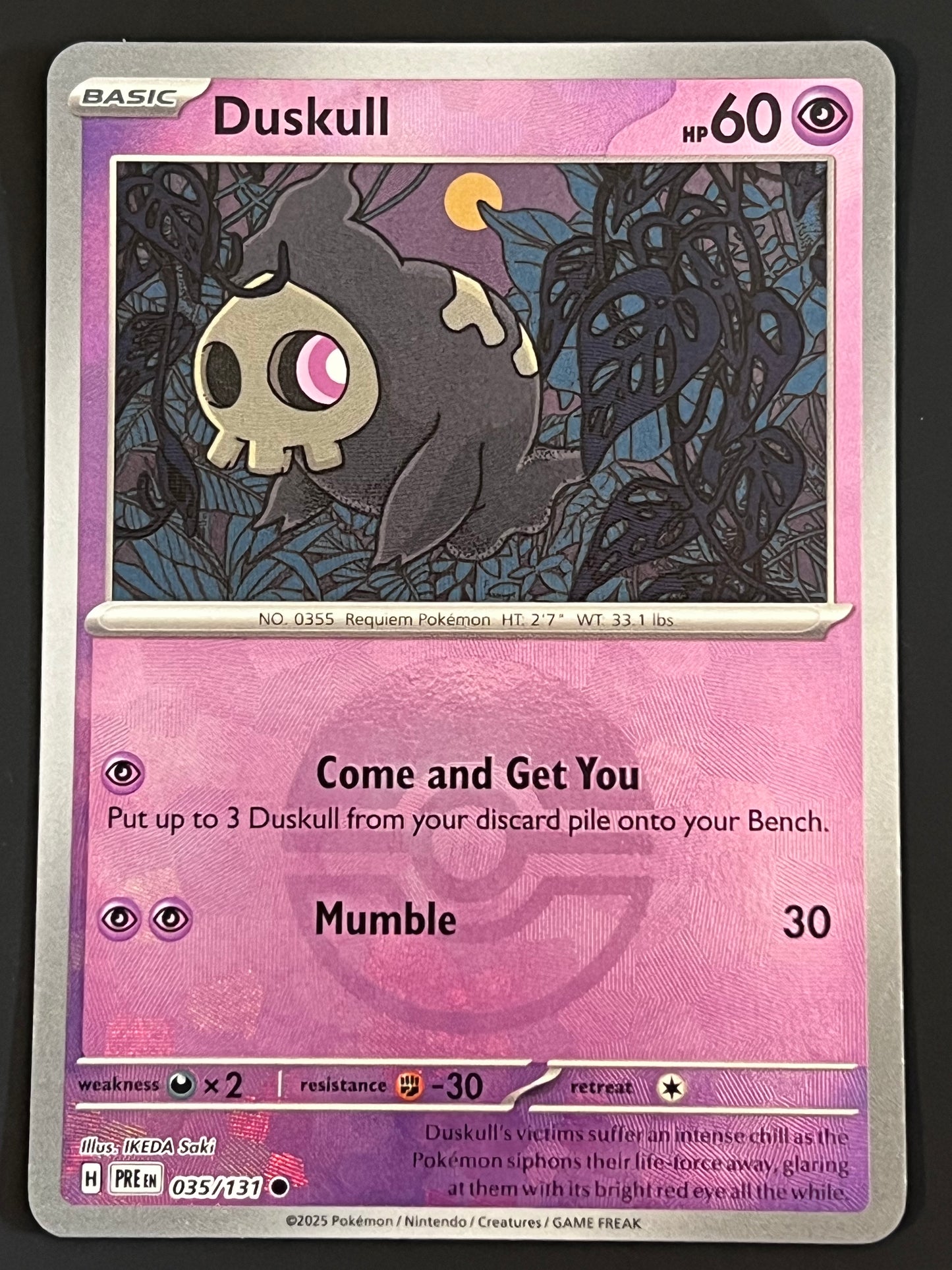 035/131 Duskull - Pokémon Prismatic Evolutions Common Reverse POKEBALL