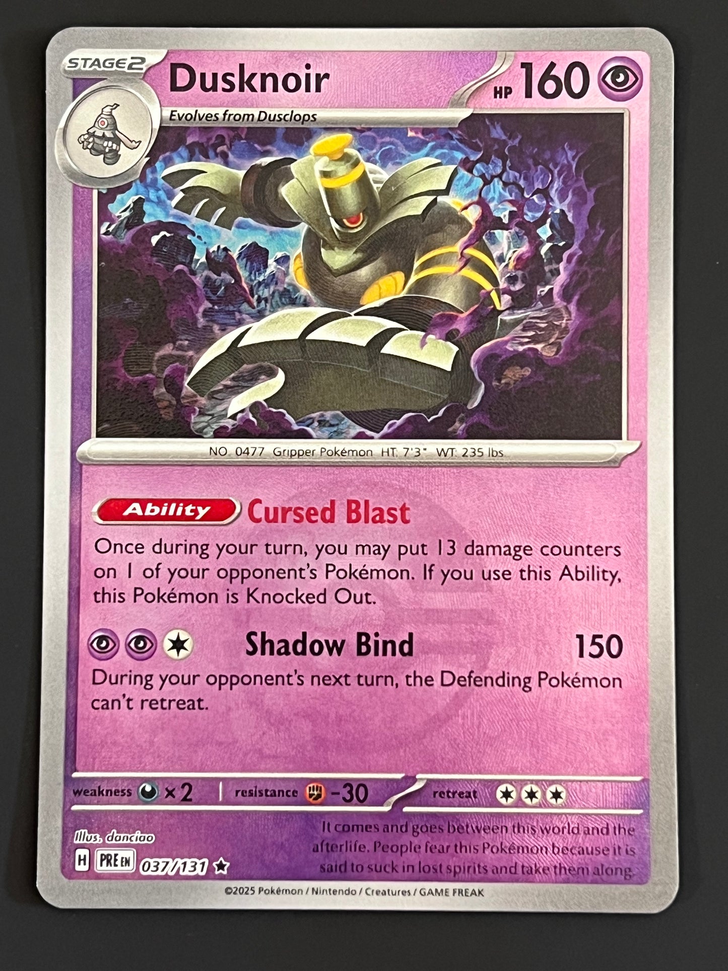037/131 Dusknoir - Pokémon Prismatic Evolutions Rare Reverse POKEBALL