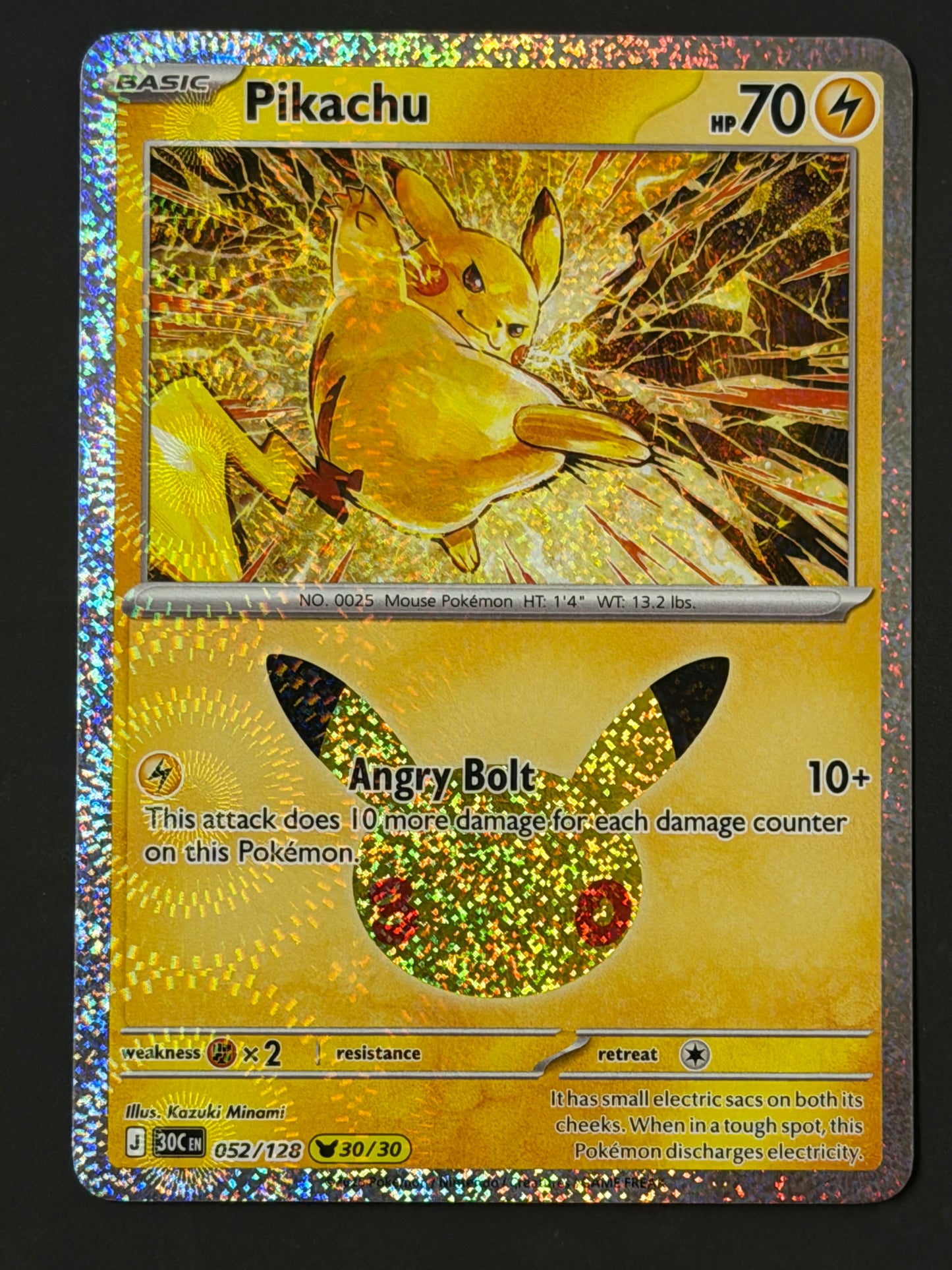 052/128 Pikachu - Pokémon 30th Celebration Pikachu Rare