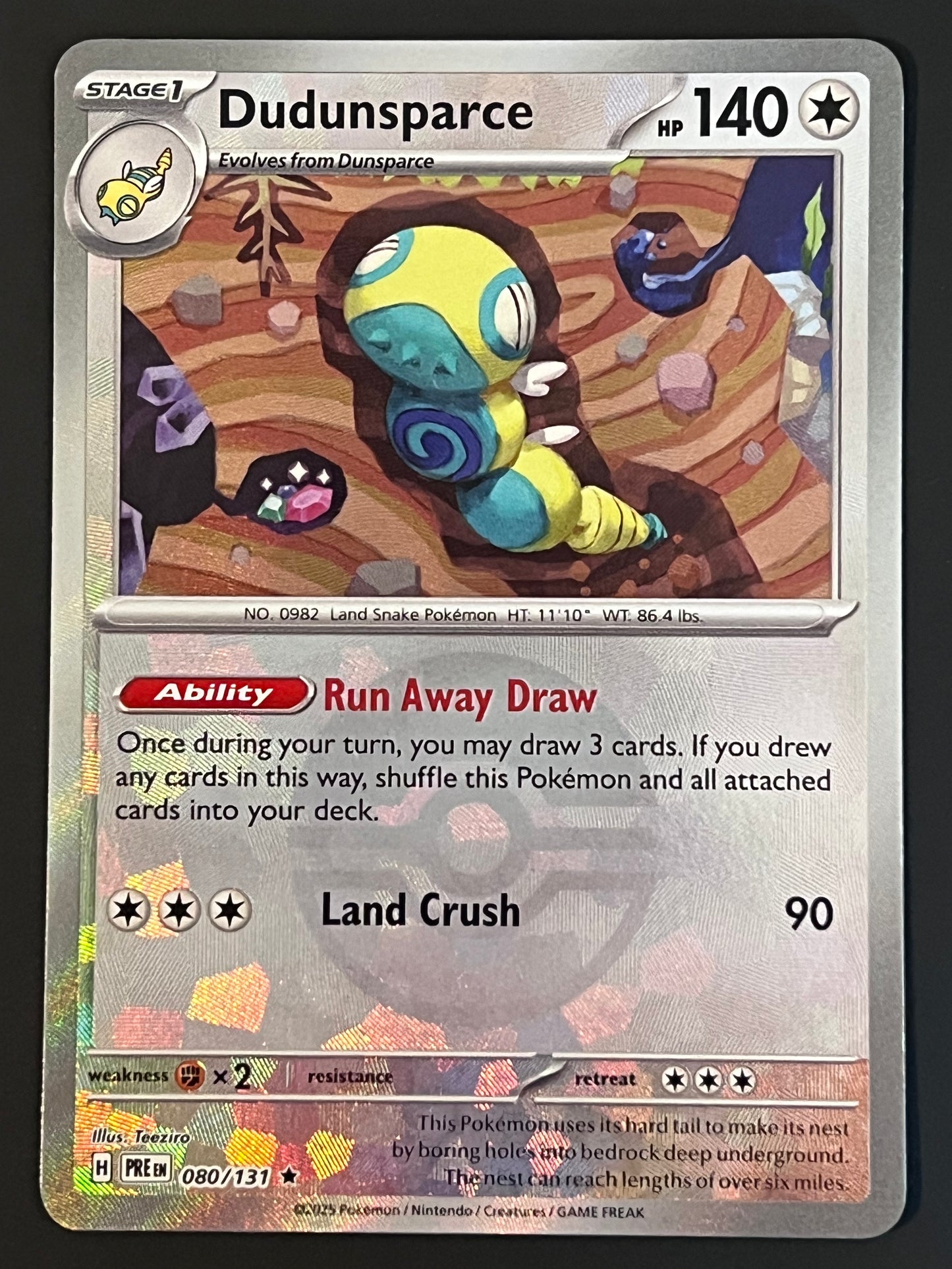 080/131 Dudunsparce - Pokémon Prismatic Evolutions Rare Reverse POKEBALL