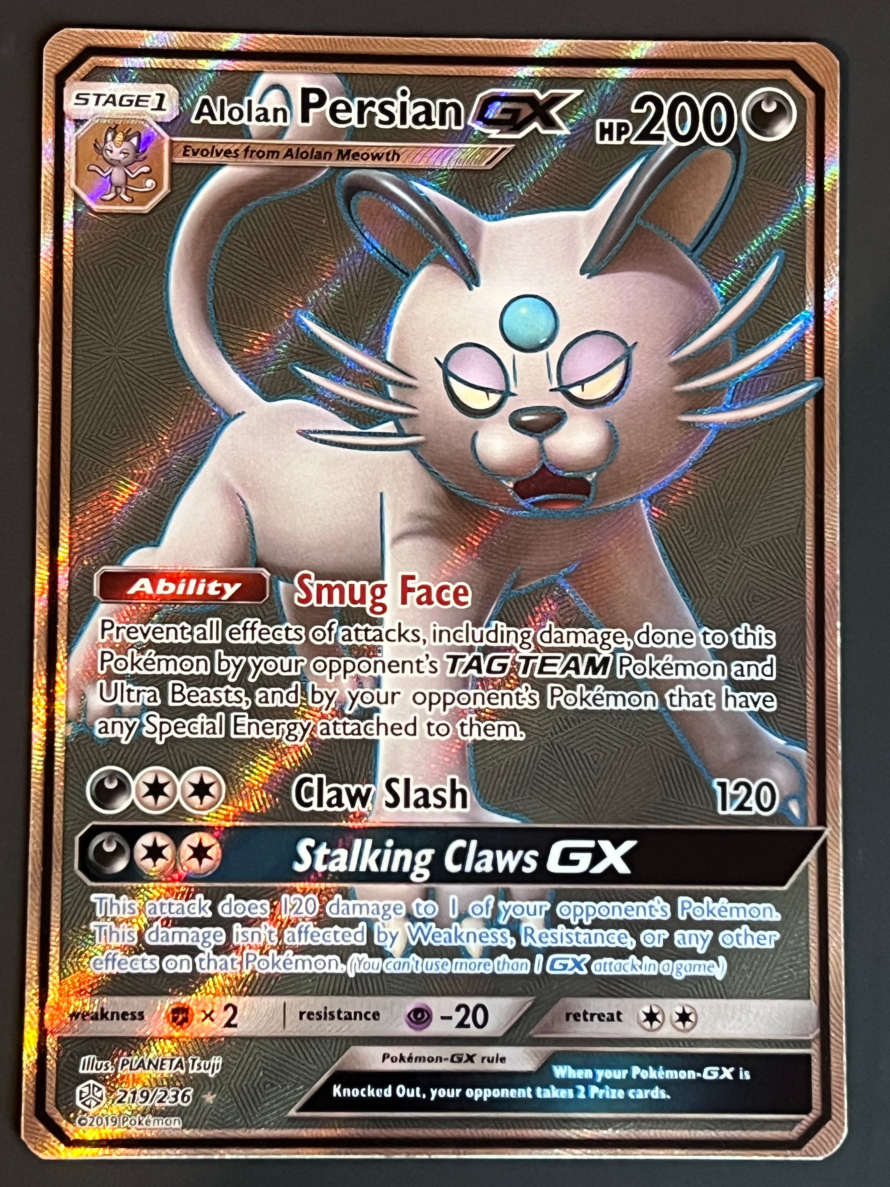 219/236 Alolan Persian Gx - Pokmon Cosmic Eclipse Full Art Jarvvos 219/236 Alolan Persian Gx - Pokmon Cosmic Eclipse Full Art Jarvvos