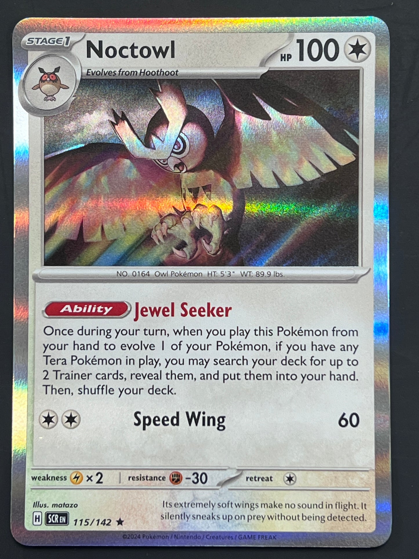 115/142 Noctowl - Pokémon Stellar Crown Rare Holo