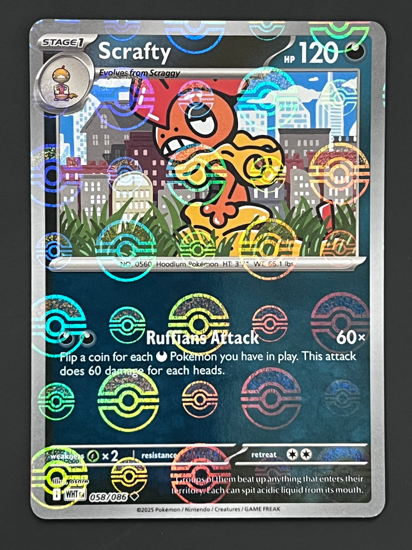 058/086 Scrafty - Pokémon White Flare Uncommon Reverse POKEBALL