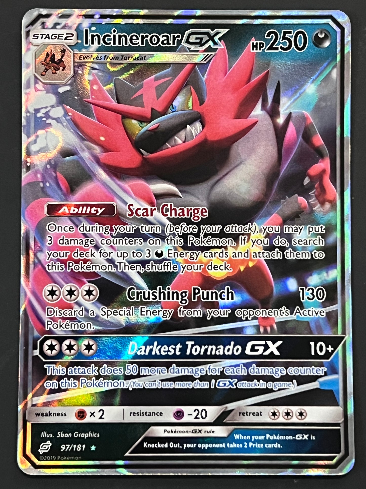 097/181 Incineroar Gx - Pokémon Team Up Ultra Rare