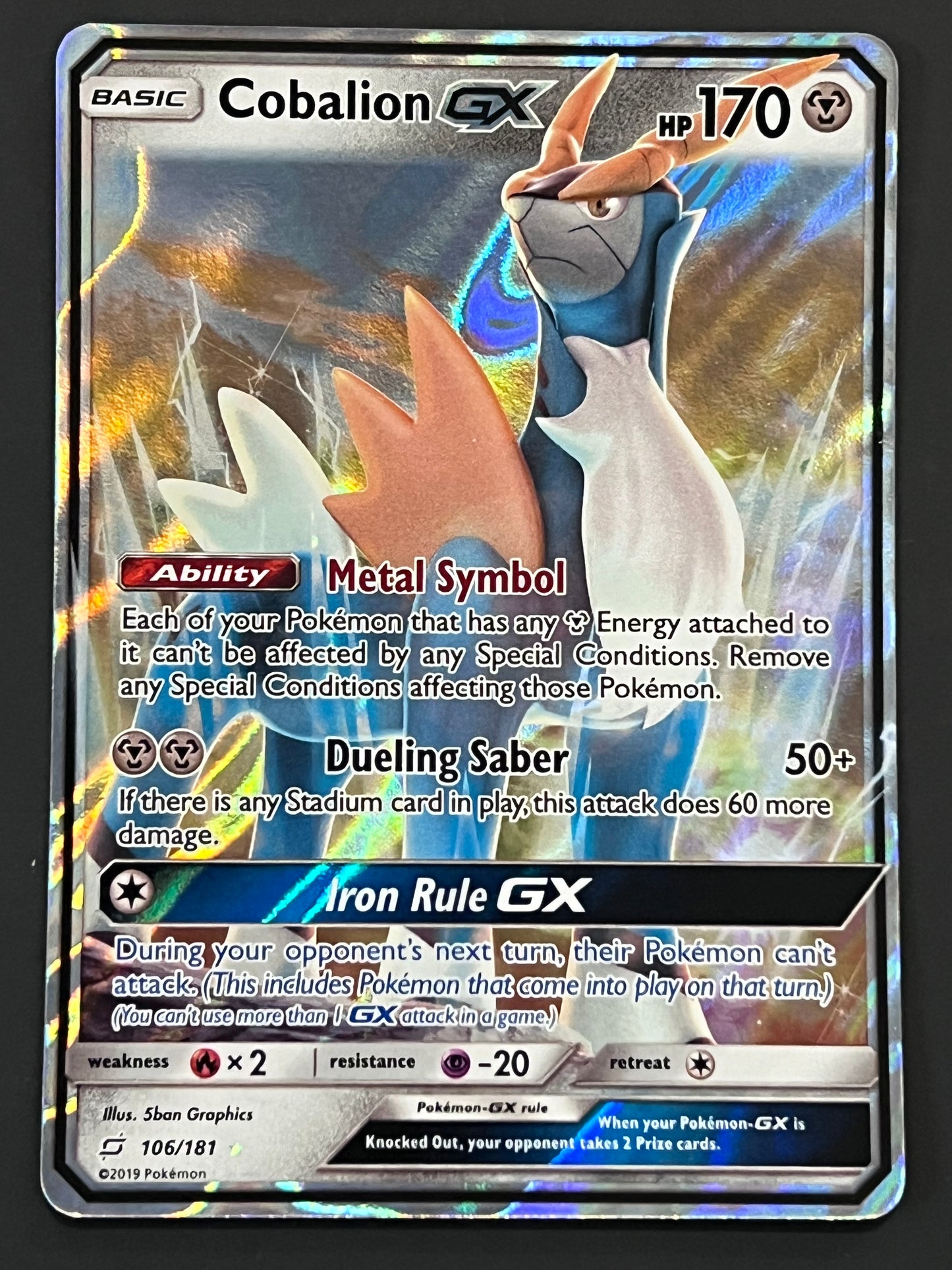 106/181 Cobalion Gx - Pokémon Team Up Ultra Rare