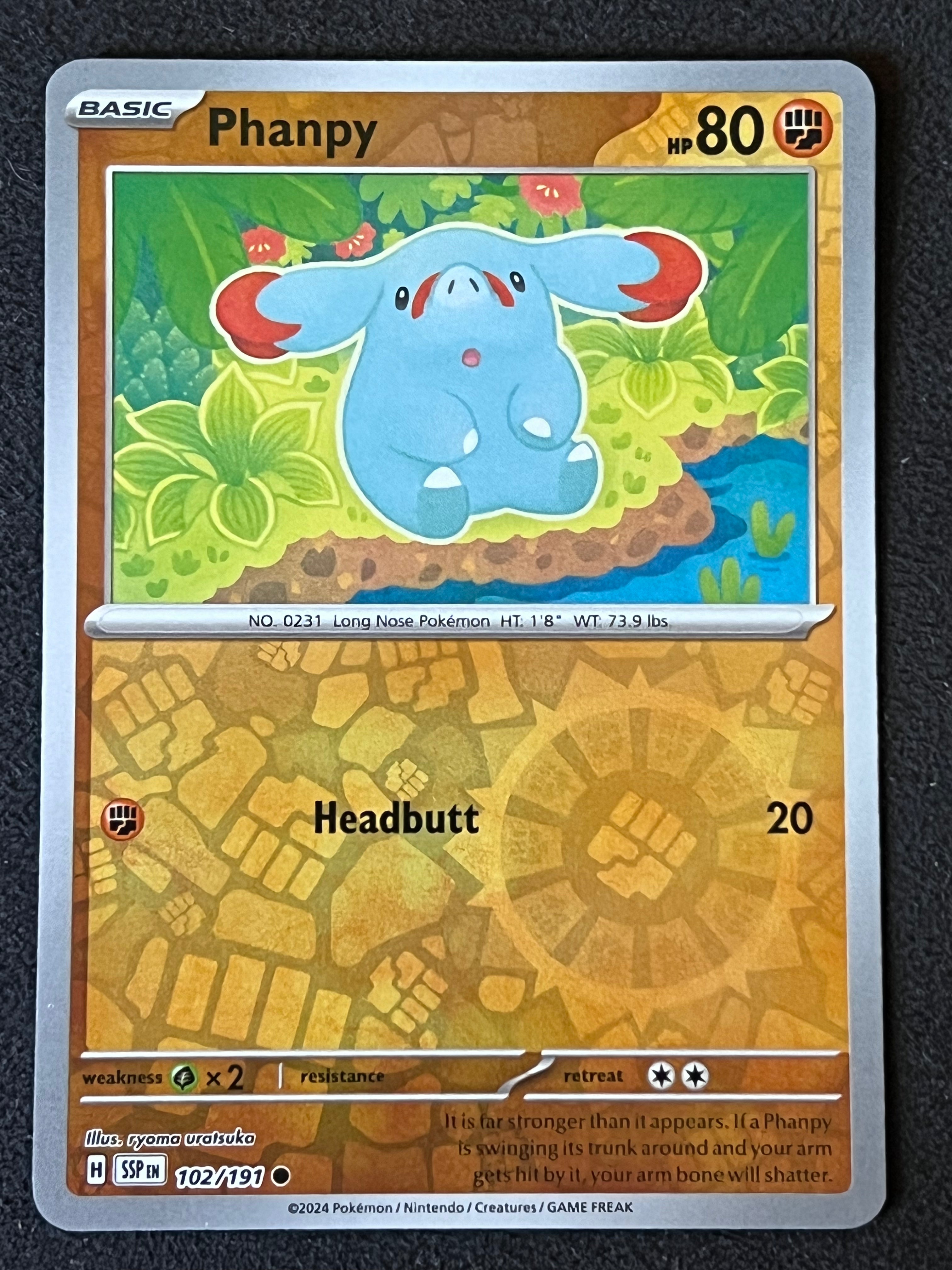 102/191 Phanpy - Pokmon Surging Sparks Common Reverse Jarvvos 102/191 Phanpy - Pokmon Surging Sparks Common Reverse Jarvvos