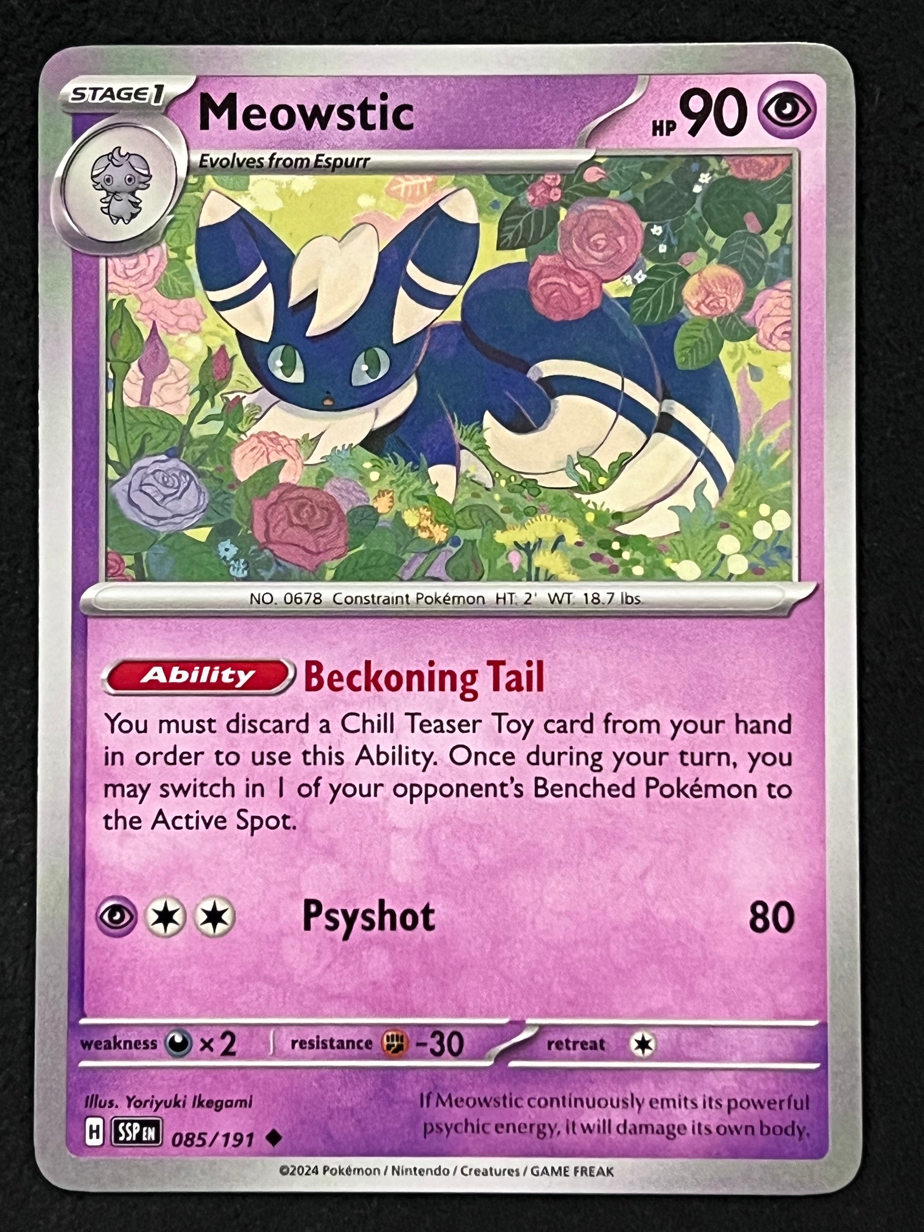 pokemon meowstic card (Pulsing Aura #66/234, 3-Diamonds) Dx2 / F 085/191 Meowstic - Pokmon Surging