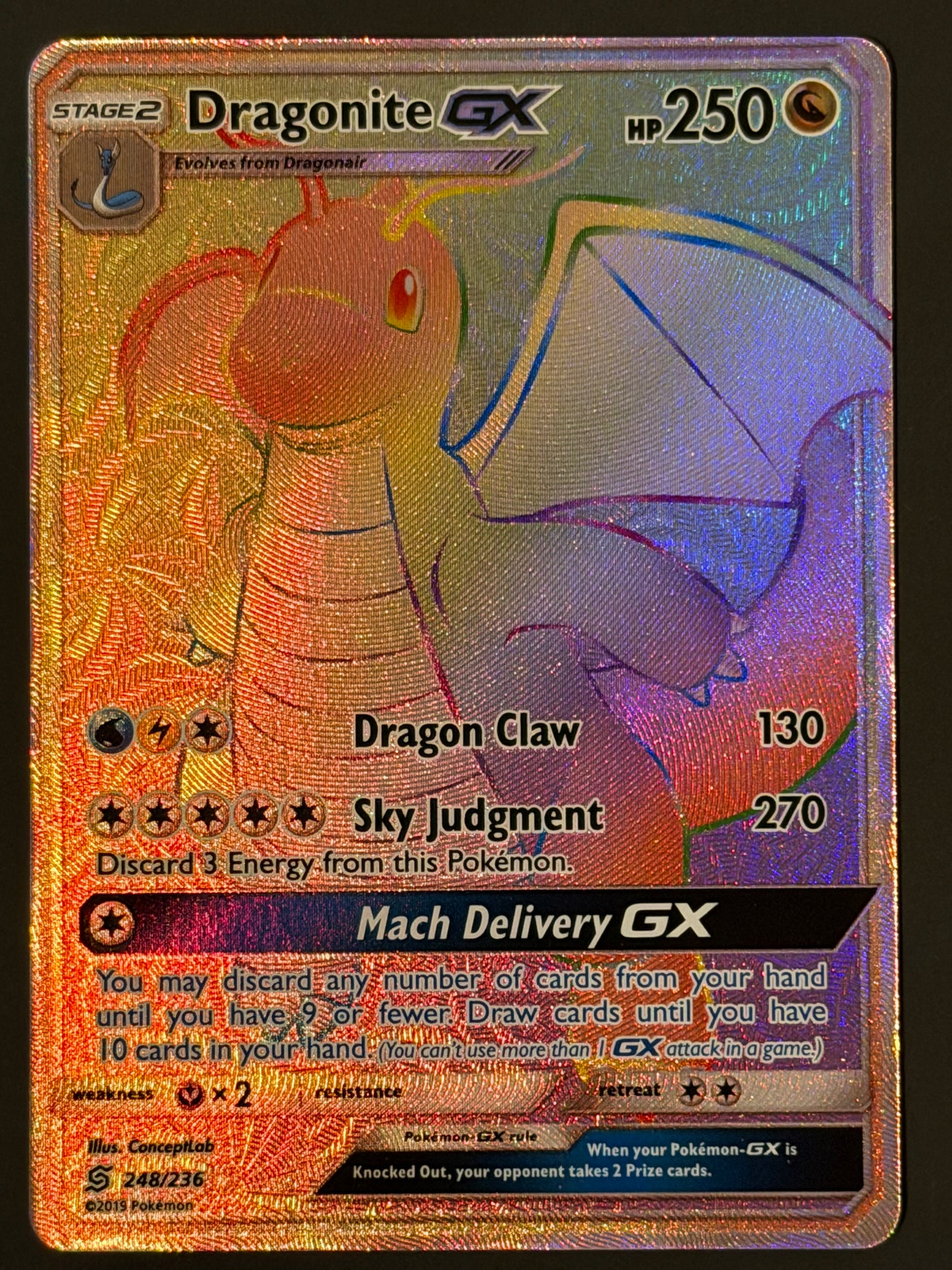248/236 Dragonite Gx - Pokémon Unified Minds Rainbow Secret Rare