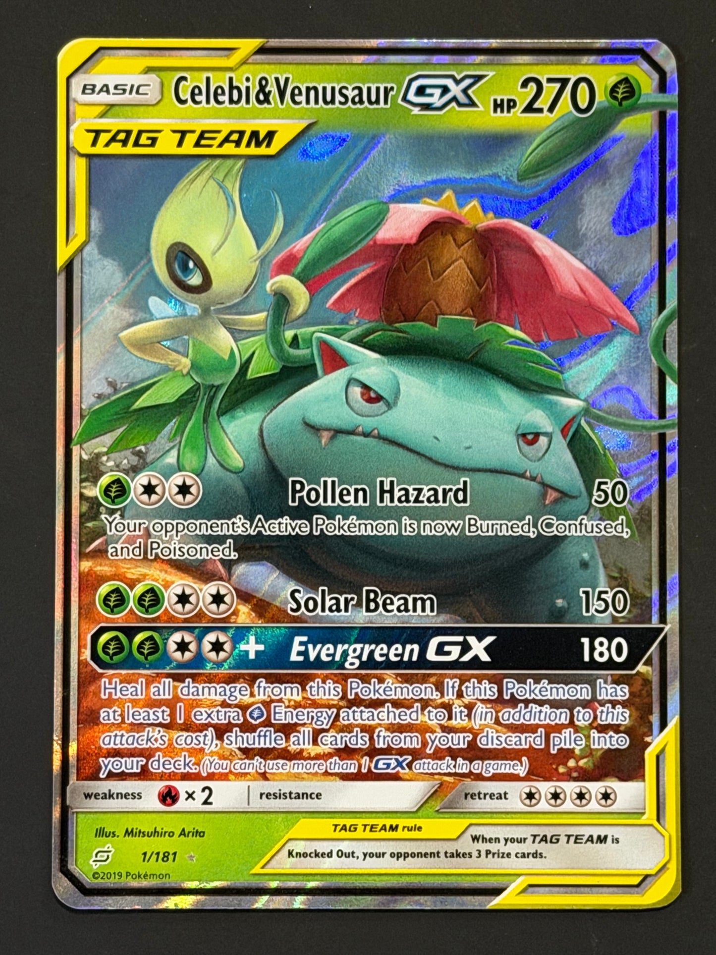 001/181 Celebi & Venusaur Gx - Pokémon Team Up Tag Team Ultra Rare