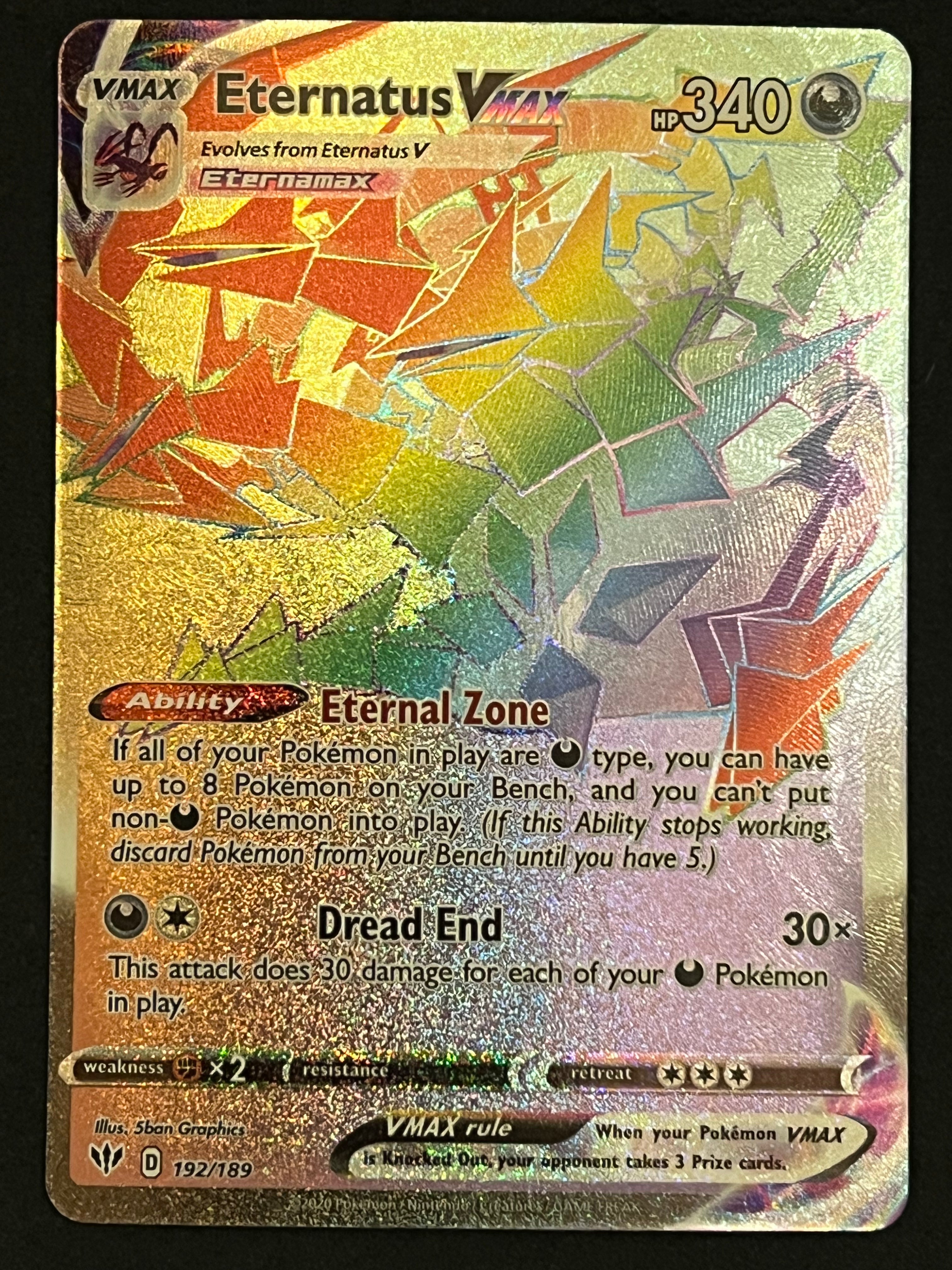 192/189 Eternatus VMax - Pokmon Darkness Ablaze Rainbow Secret Rare Jarvvos 192/189 Eternatus VMax - Pokmon Darkness Ablaze Rainbow Secret Rare Jarvvos