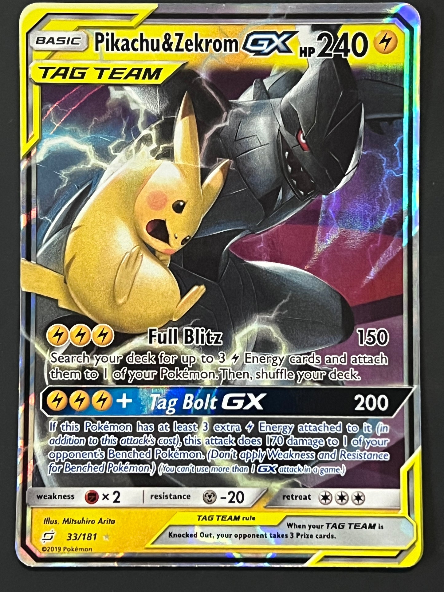 033/181 Pikachu & Zekrom Gx - Pokémon Team Up Tag Team Ultra Rare
