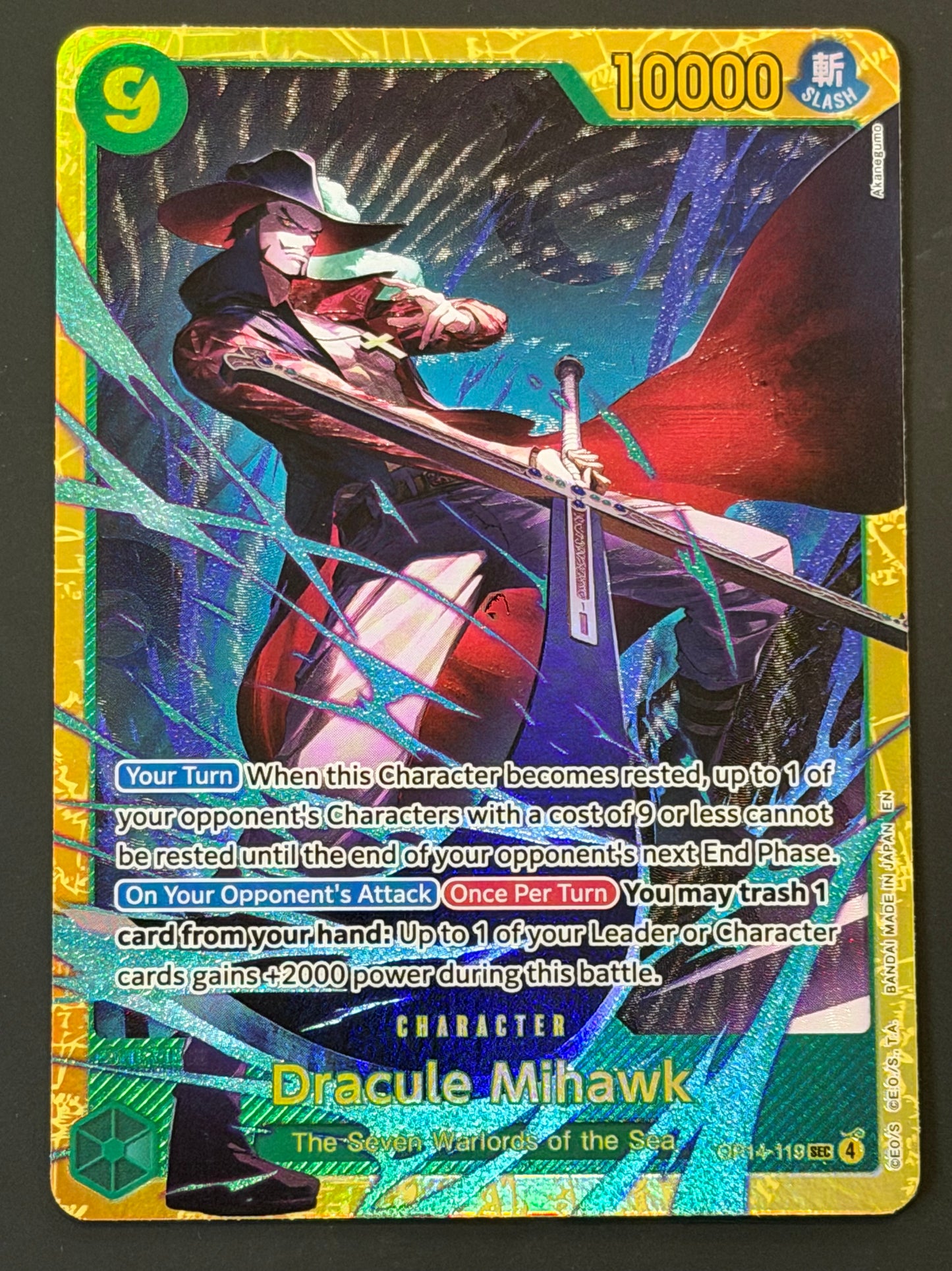 OP14-119 Dracule Mihawk - One Piece The Azure Sea’s Seven Secret Rare