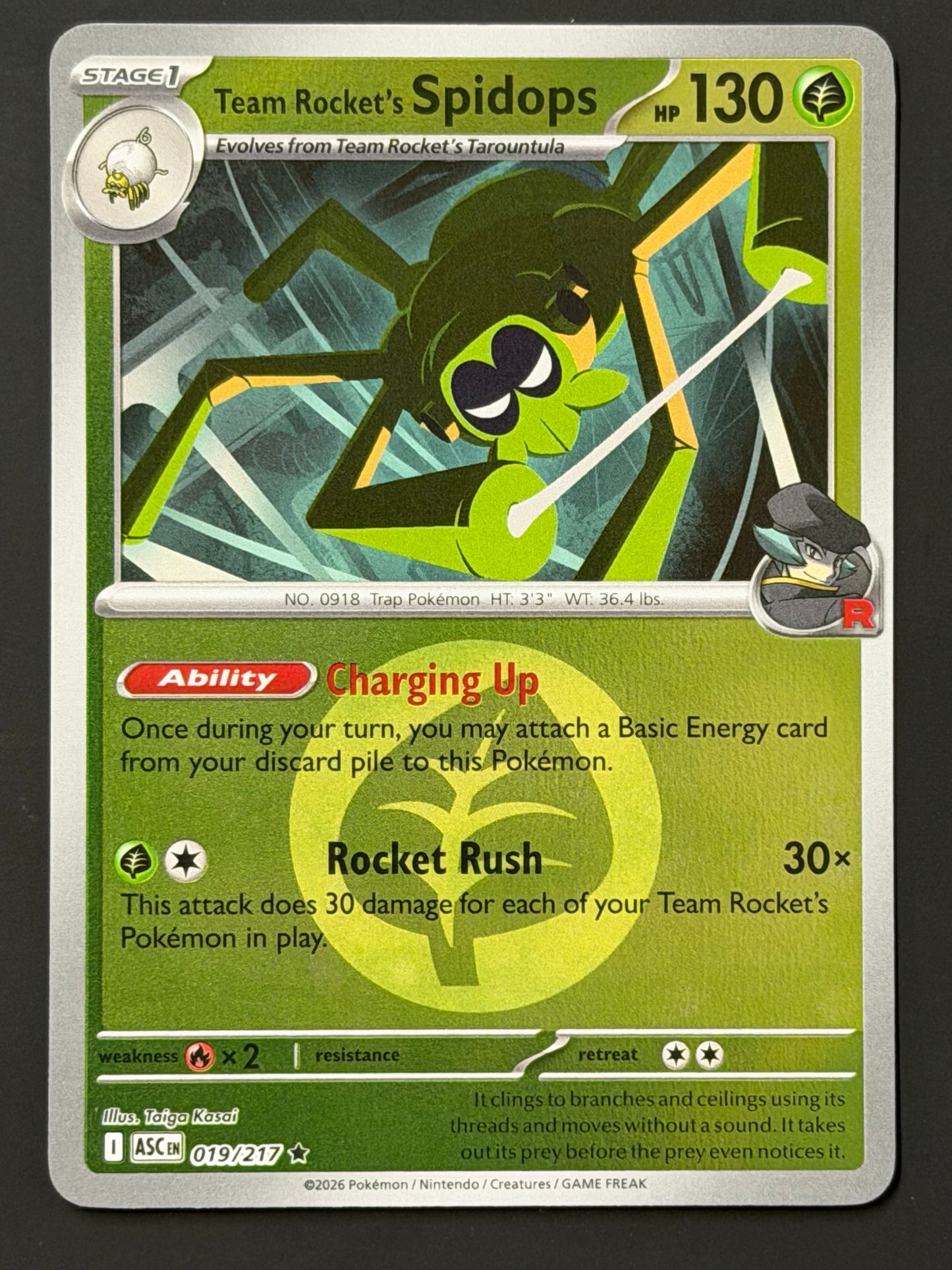019/217 Team Rocket’s Spidops - Pokémon Ascended Heroes Rare Reverse