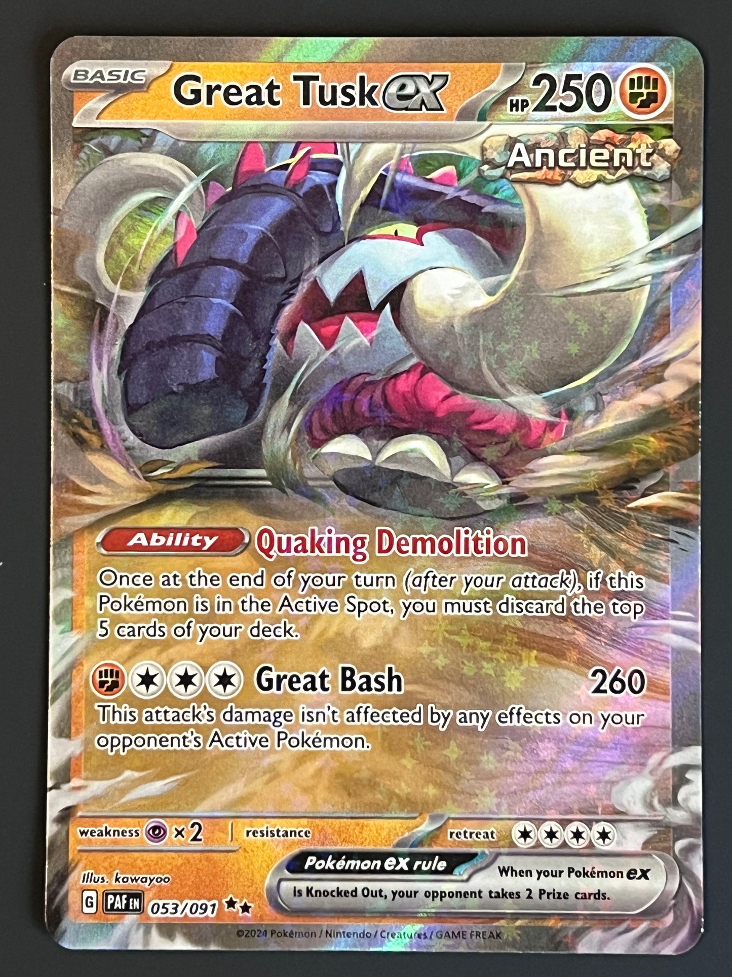053/091 Great Tusk Ex - Pokémon Paldean Fates Double Rare