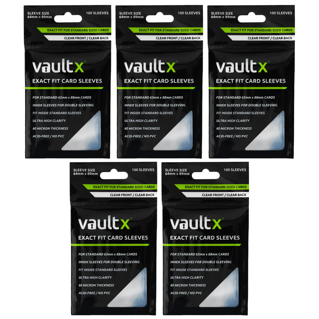 VaultX Exact Fit Card Sleeves (100pk) x 5