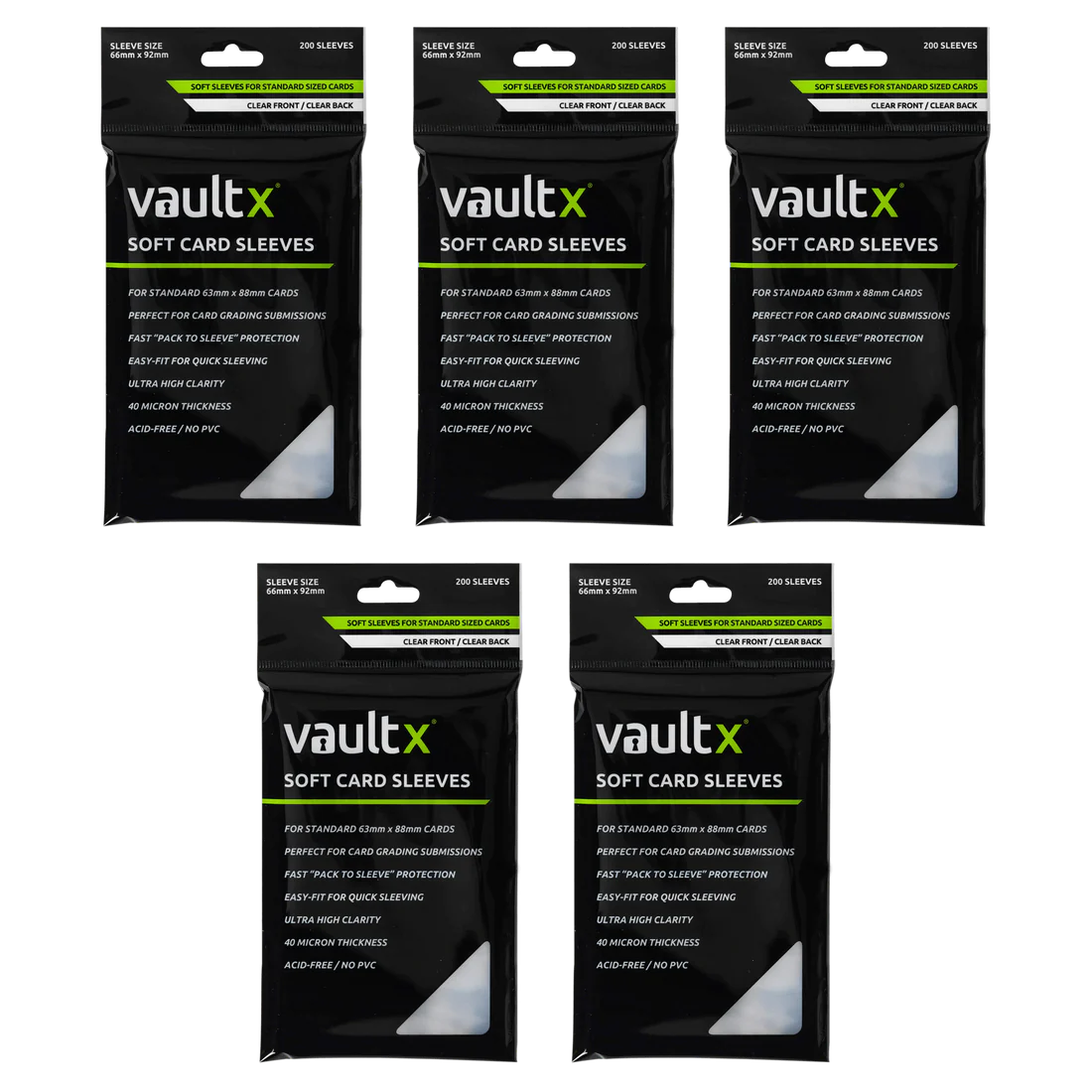 VaultX Soft Card Sleeves (200pk) x 5