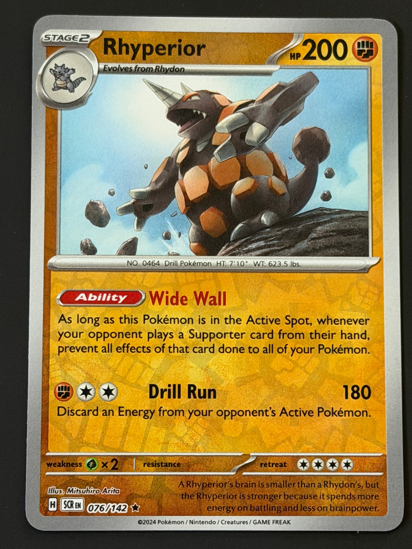 076/142 Rhyperior - Pokémon Stellar Crown Rare Reverse