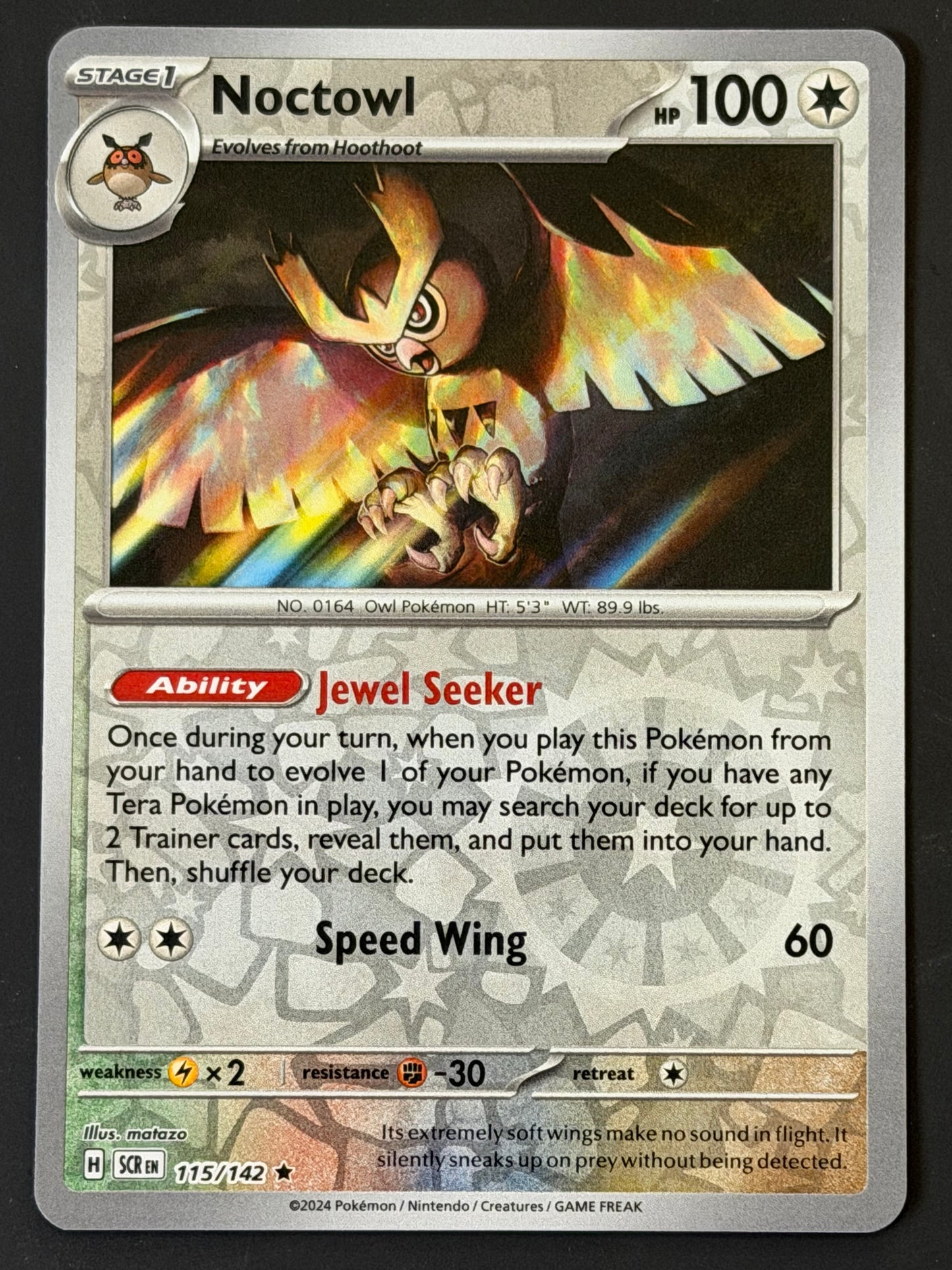 115/142 Noctowl - Pokémon Stellar Crown Rare Reverse