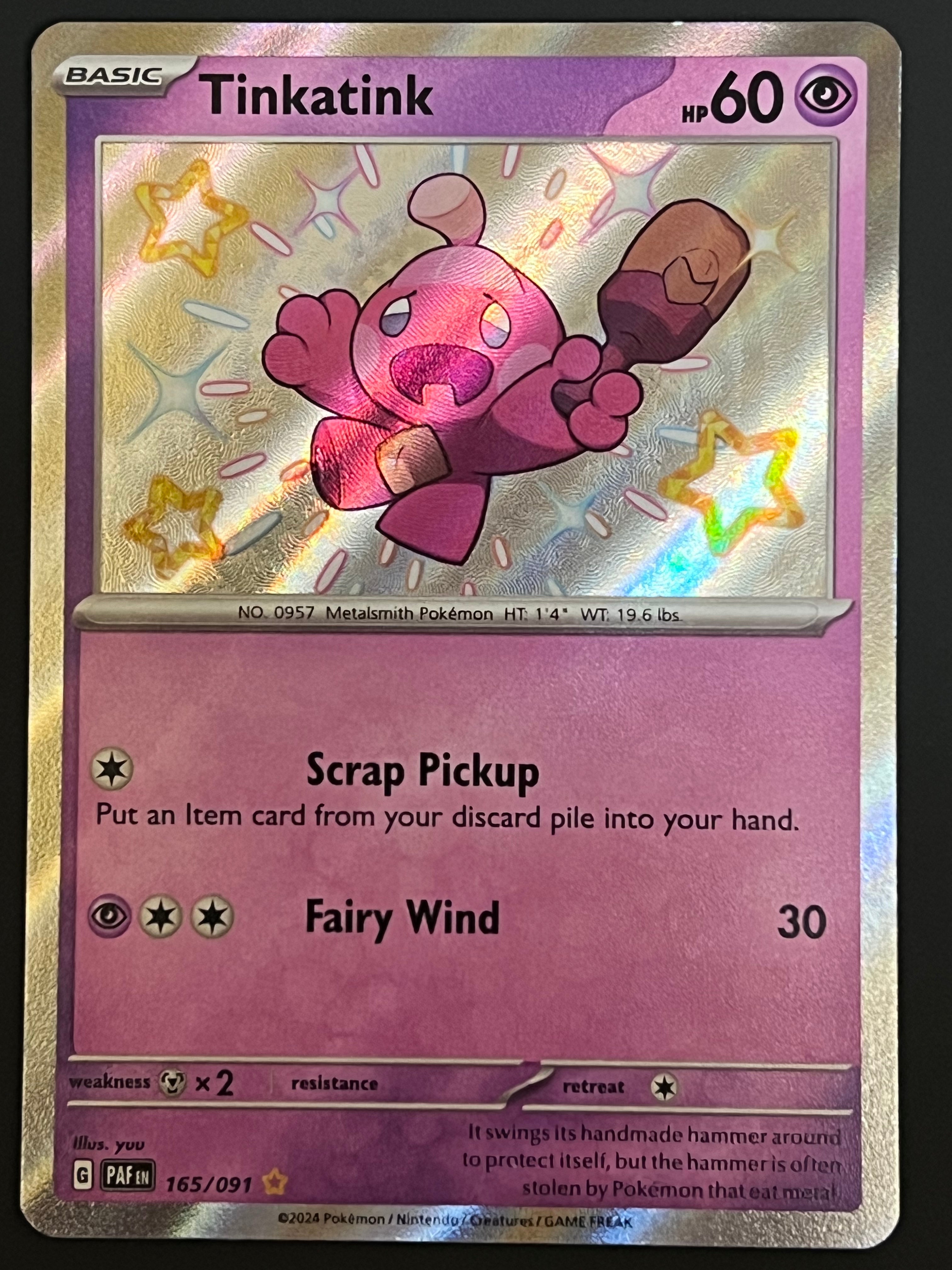 165 091 Tinkatink Pok mon Paldean Fates Shiny Rare Jarvvos 165-091-tinkatink-pok-mon-paldean-fates-shiny-rare-jarvvos
