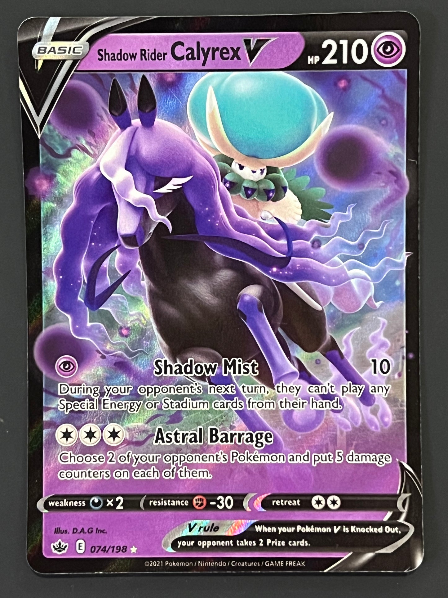 074/198 Shadow Rider Calyrex V - Pokémon Chilling Reign Ultra Rare
