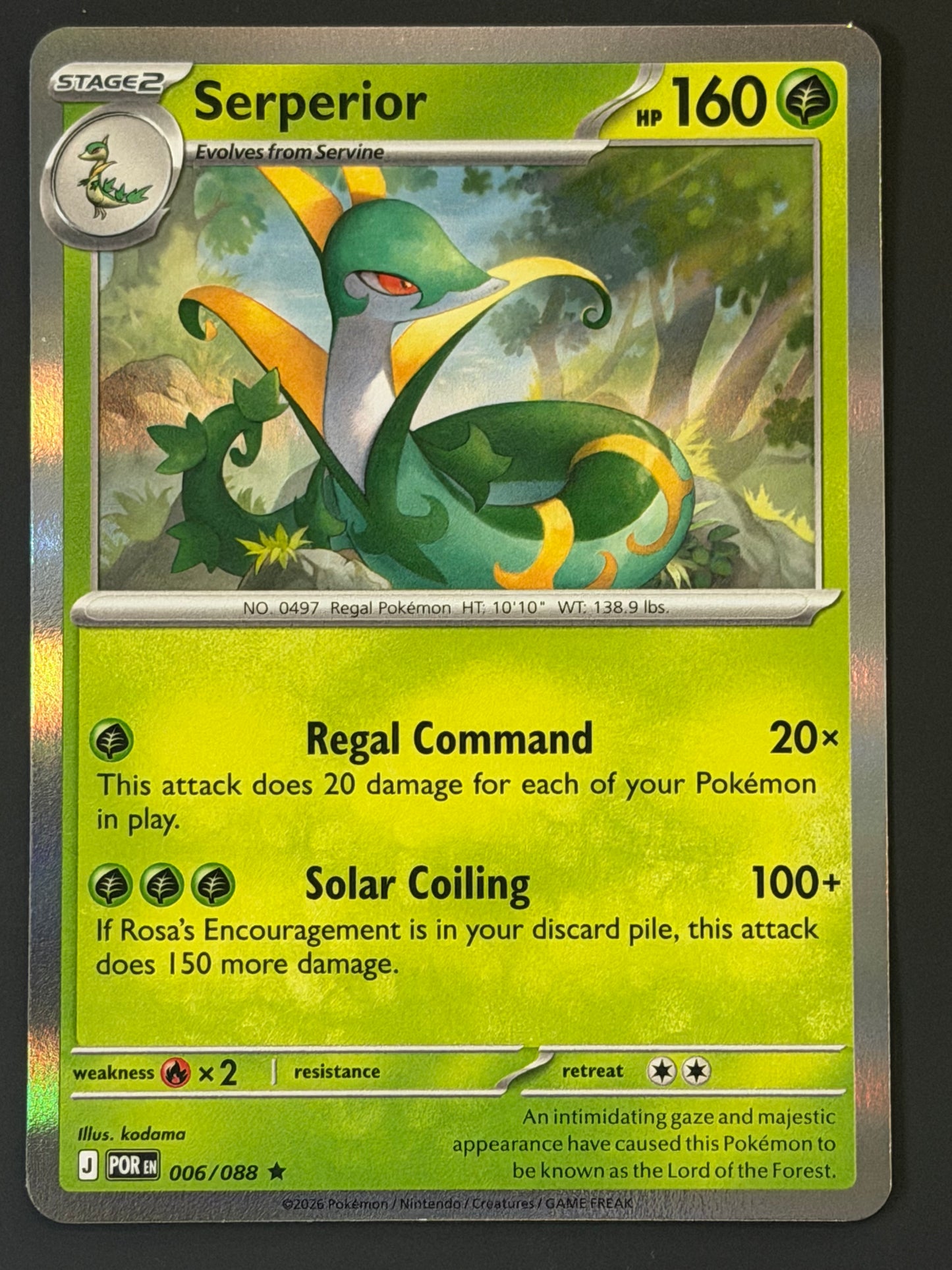 006/088 Serperior - Pokémon Perfect Order Rare Holo